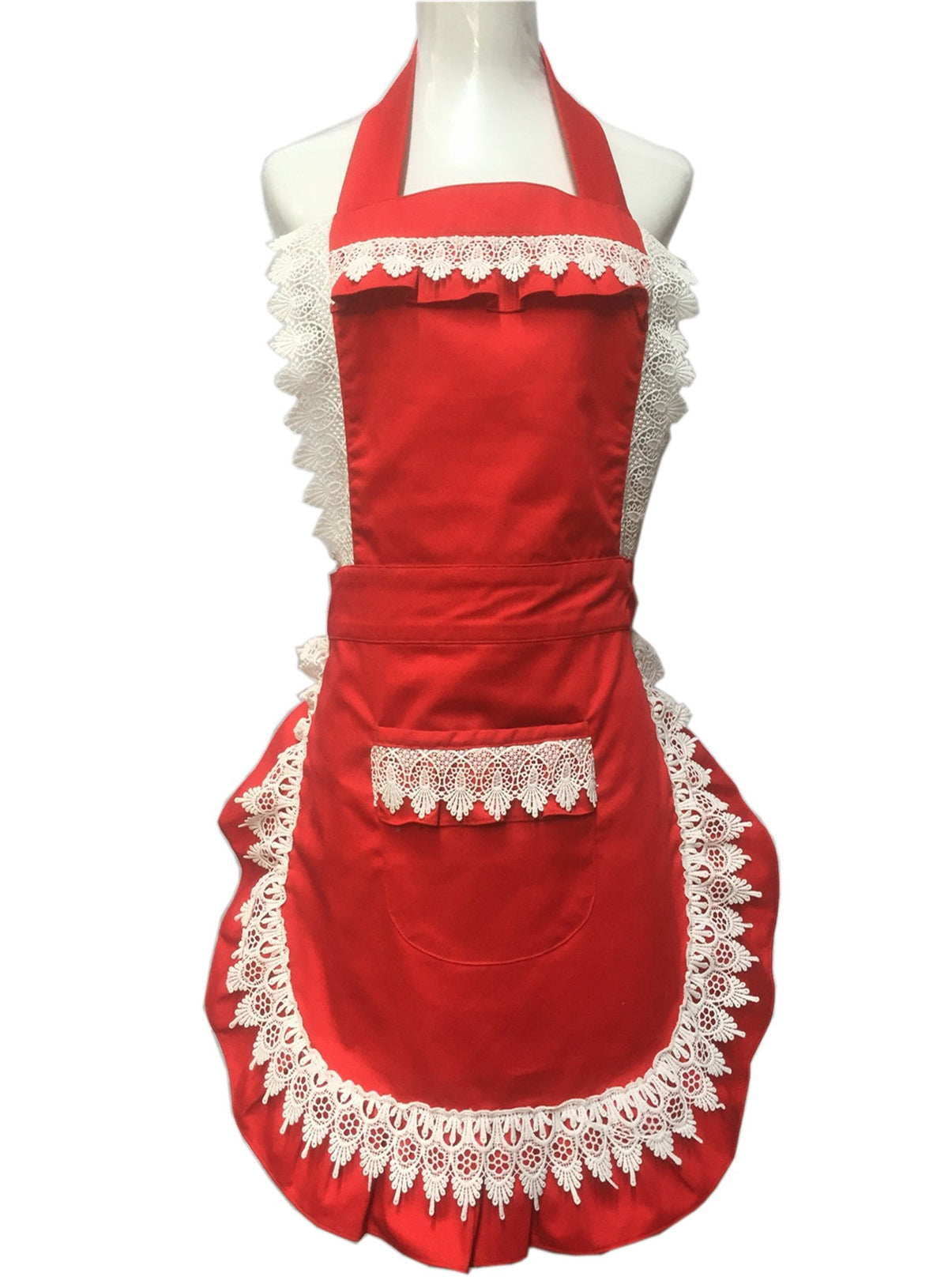 Hyzrz Lovely Home Work Adjustable Apron Shop Cake Kitchen Cooking Aprons For Women Girls With Pocket For Gift,Red