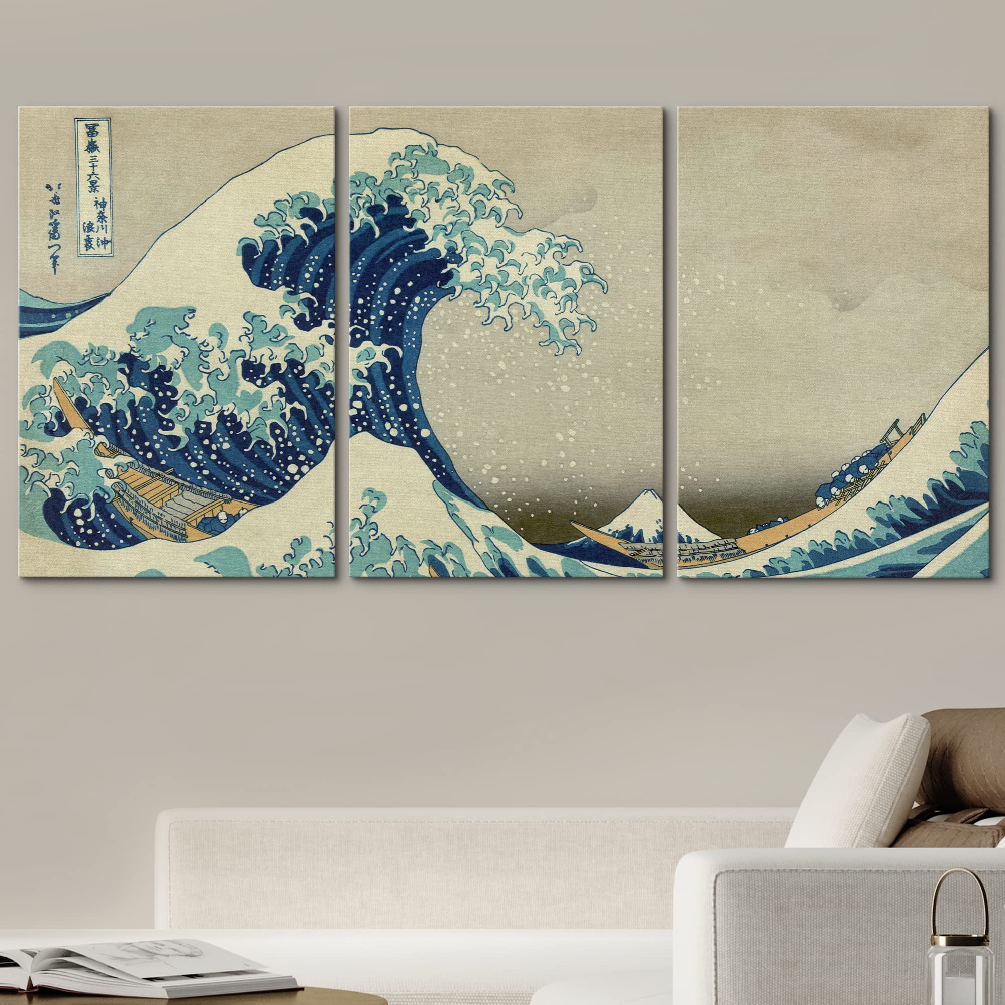 Wall26 Canvas Print Wall Art Set The Great Wave Off Kanagawa By Hokusai Cultural Historic Oil Painting Fine Art Reproduction Sce