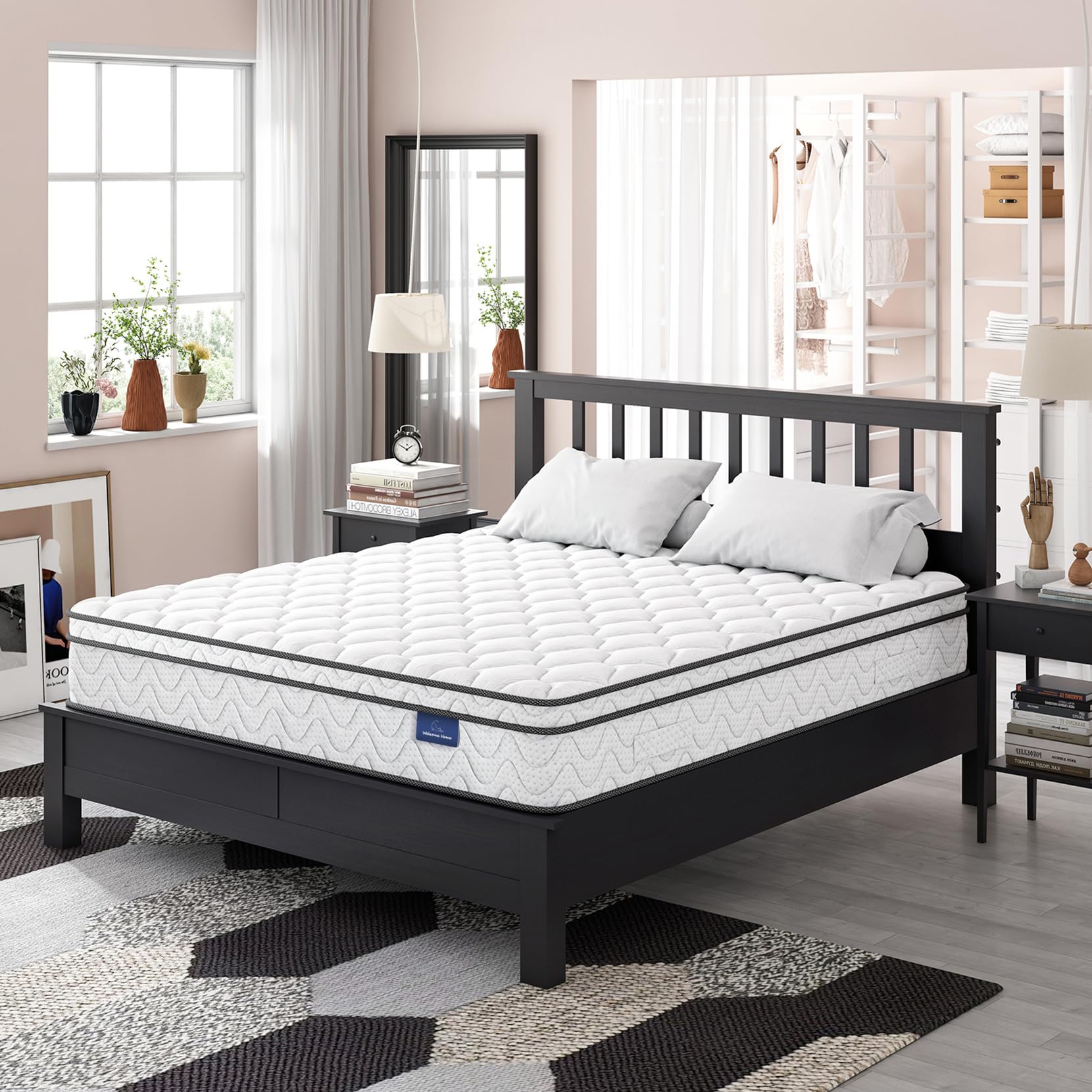 Vesgantti Queen Mattress, 10 Inch Hybrid Mattress With Memory Foam & Pocket Spring, Ergonomic Design For Pressure Relief, Medium
