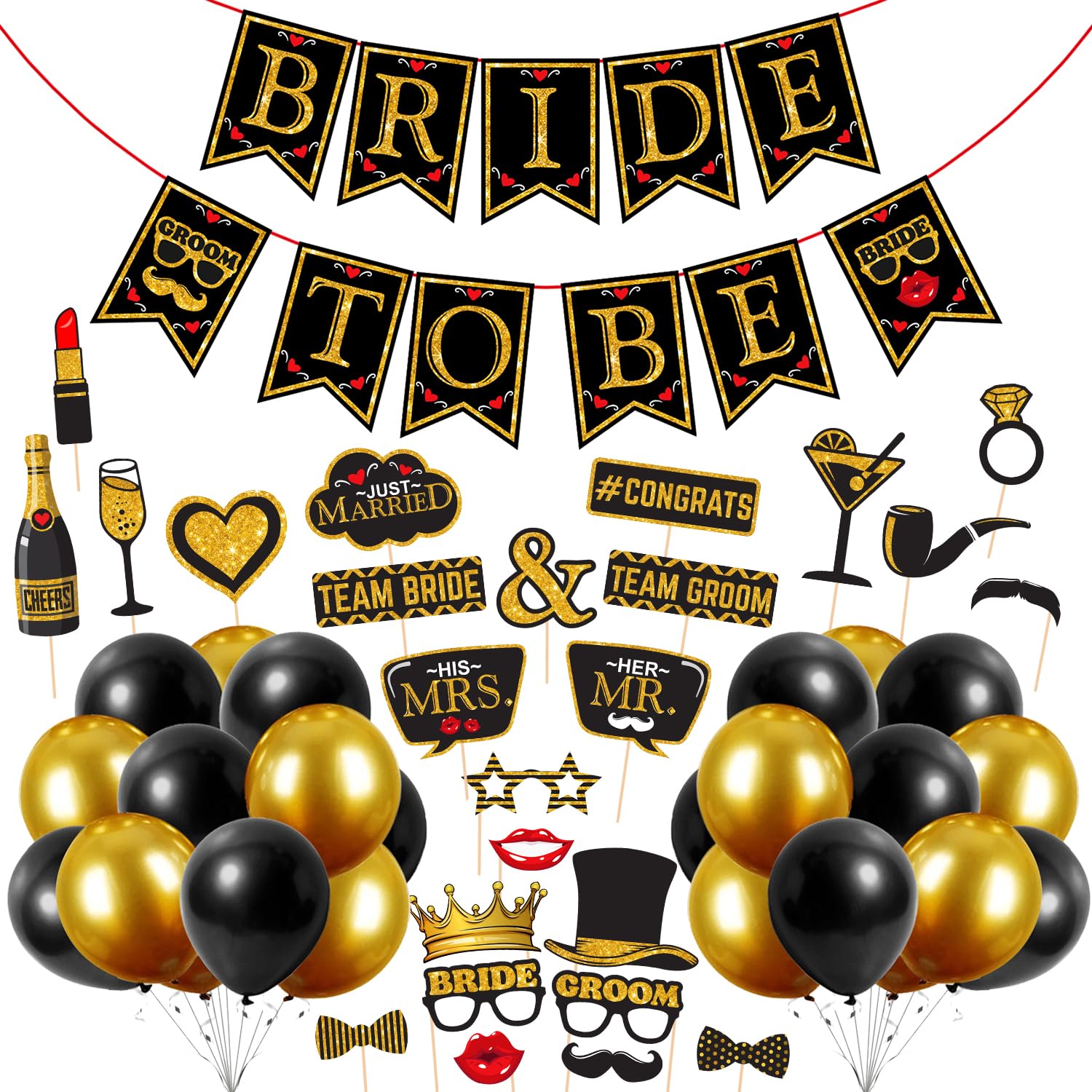 Zyozique  Bachelorette Party Decorations / Bride to Be Decoration Combo Set  Bride To Be Banner, Balloons With PhotoBooth Props