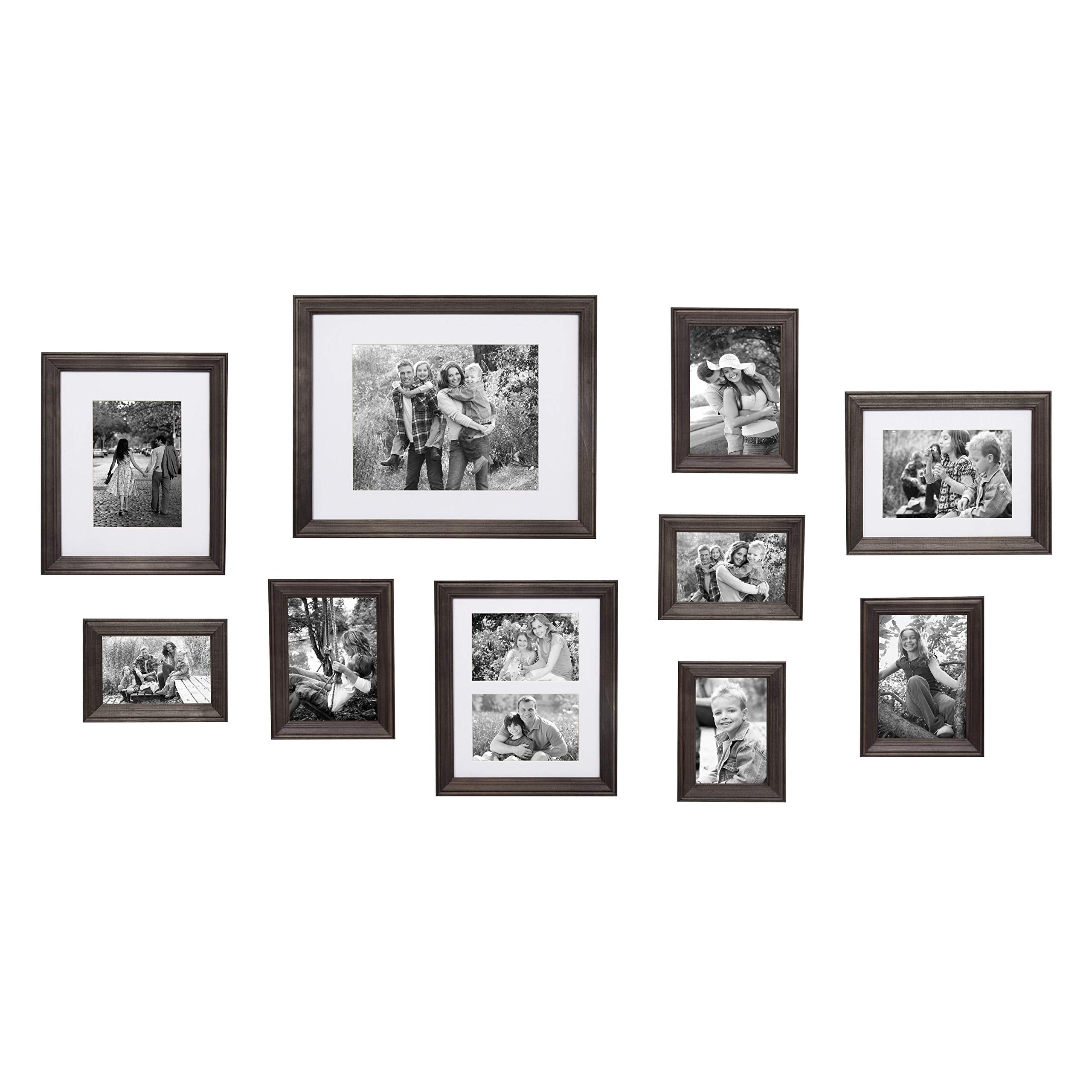 Kate and Laurel Bordeaux Gallery Wall Kit, Set of 10 with Assorted Size Frames with Charcoal Gray Finish
