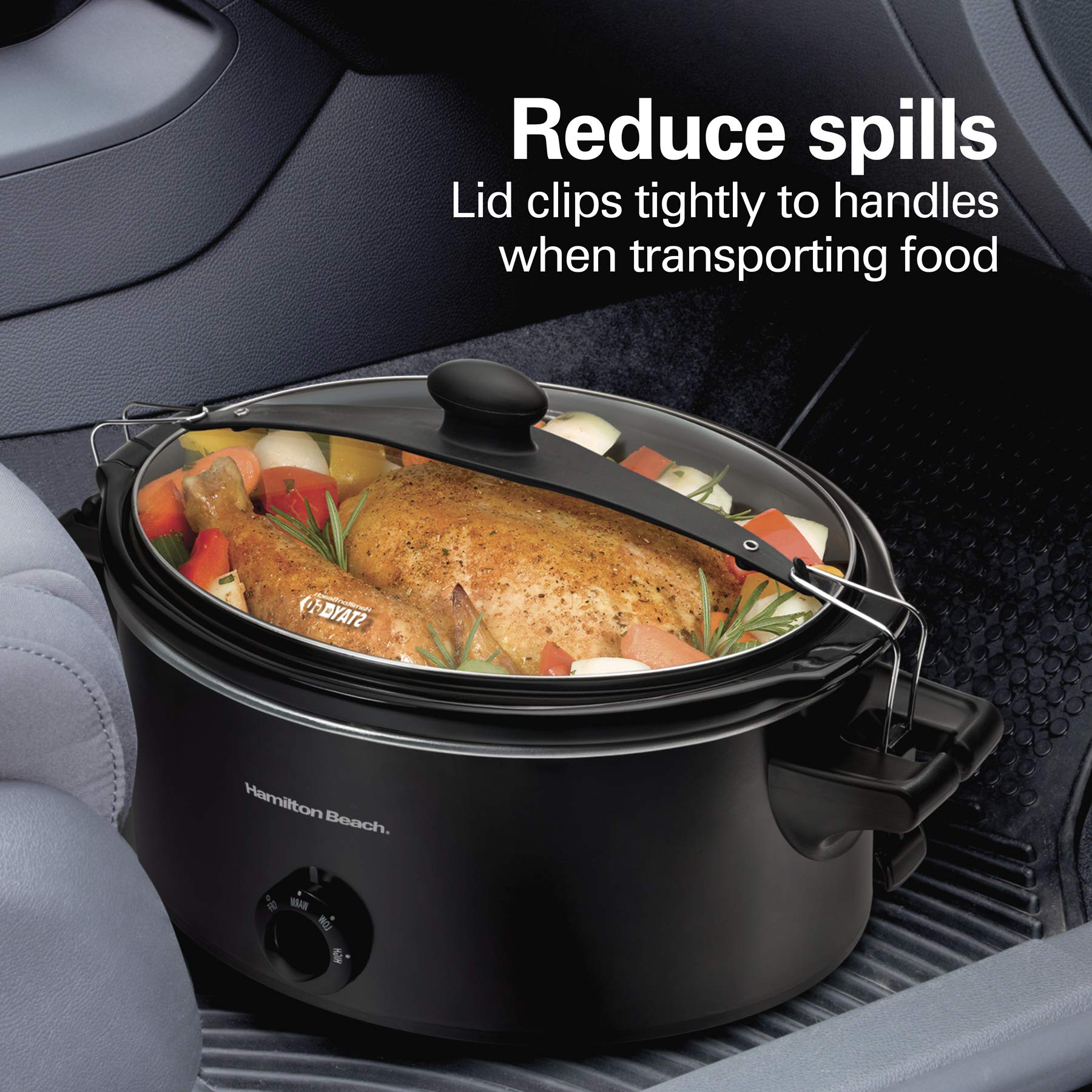 Hamilton Beach Stay Or Go Portable Slow Cooker With Lid Lock, Dishwasher-Safe Crock, 6-Quart, Black 33261