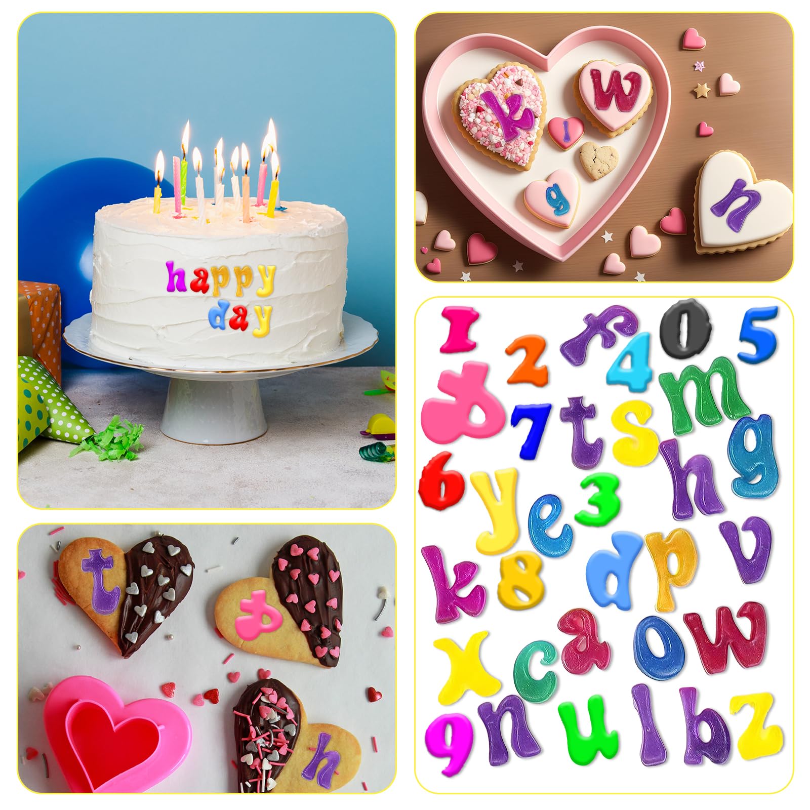 Sibba 3 Pieces Letter Molds For Chocolate, Silicone Uppercase Lowercase Alphabet Number Fondant Mold For Making Candy, Gummy, Bi