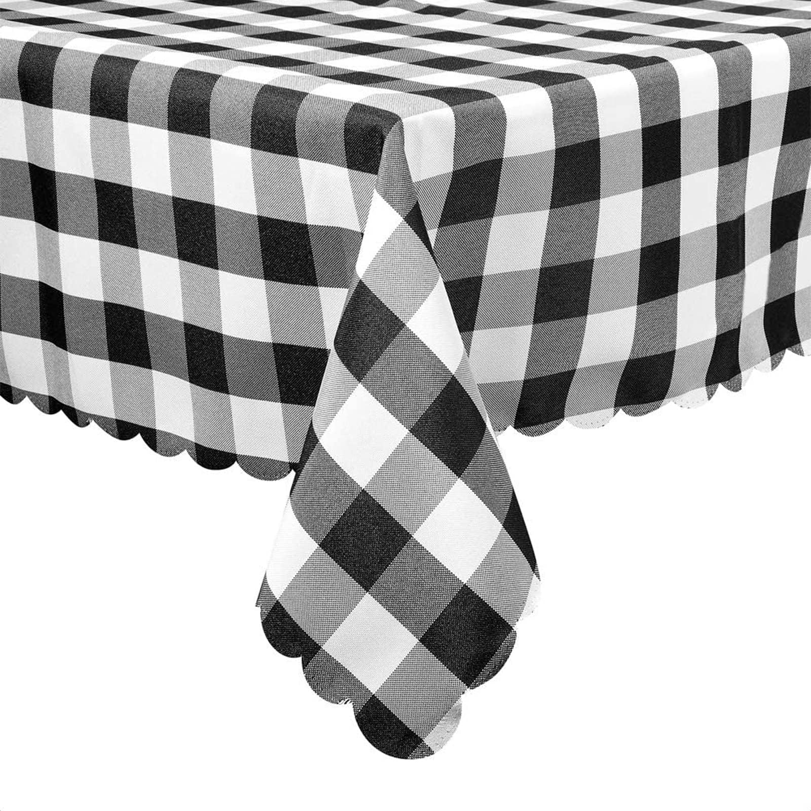 Black And White Buffalo Plaid - 35X35 Inches Small Square Tablecloth For Round Coffee Table Polyester Washable Tablecloth Home K