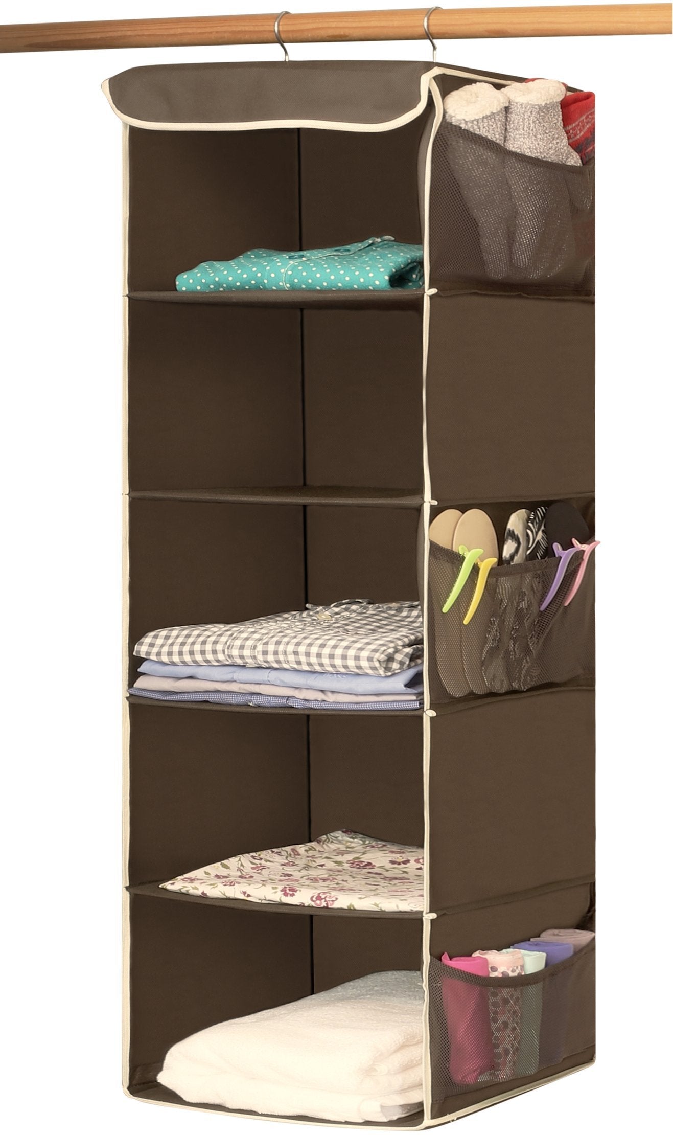 Simple Houseware 5 Shelves Hanging Closet Organizer, Brown