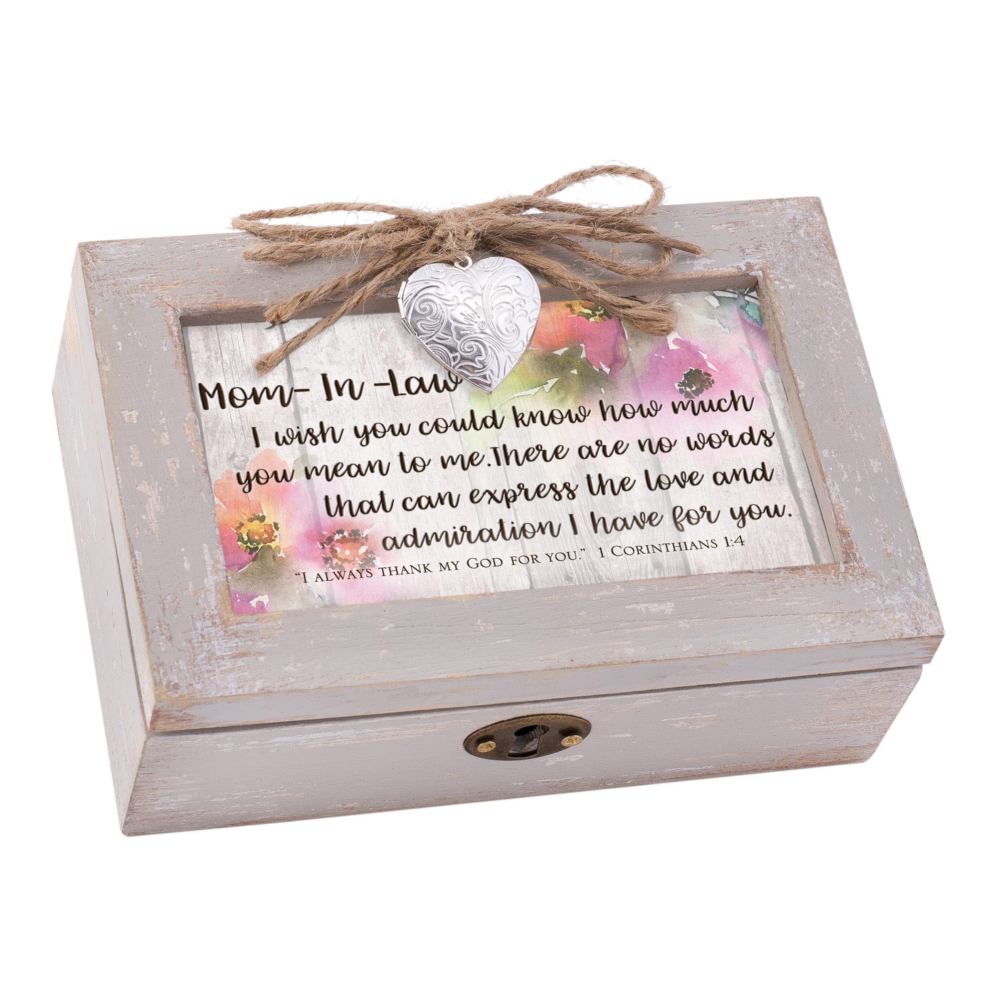 Cottage Garden Mother in Law Love Petite Locket Distressed Natural Music Box Plays How Great Thou Art