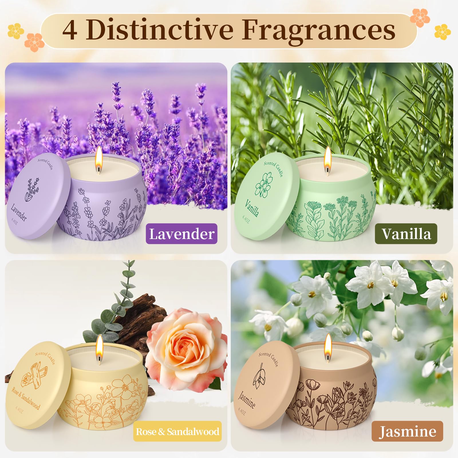 WarmEmbrace Scented Candles for Women, 17.6oz Romantic Candles for Valentine's Day, Candle Set, 120H Burning, Soy Candles for Ho