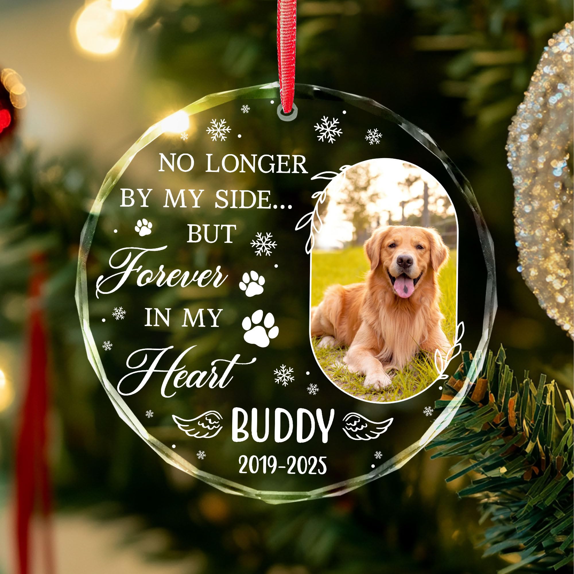 Dog Photo Christmas Ornaments Personalized 2025 - Pet Memorial Picture Ornament - Dog Loss, in Memory, Pet Remembrance Gifts - N