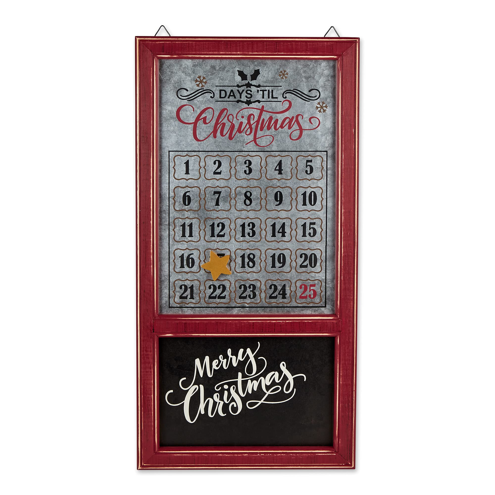 DII Christmas Advent Collection Decorative & Reusable Wooden Countdown Calendar, 30x15.37, Chalkboard