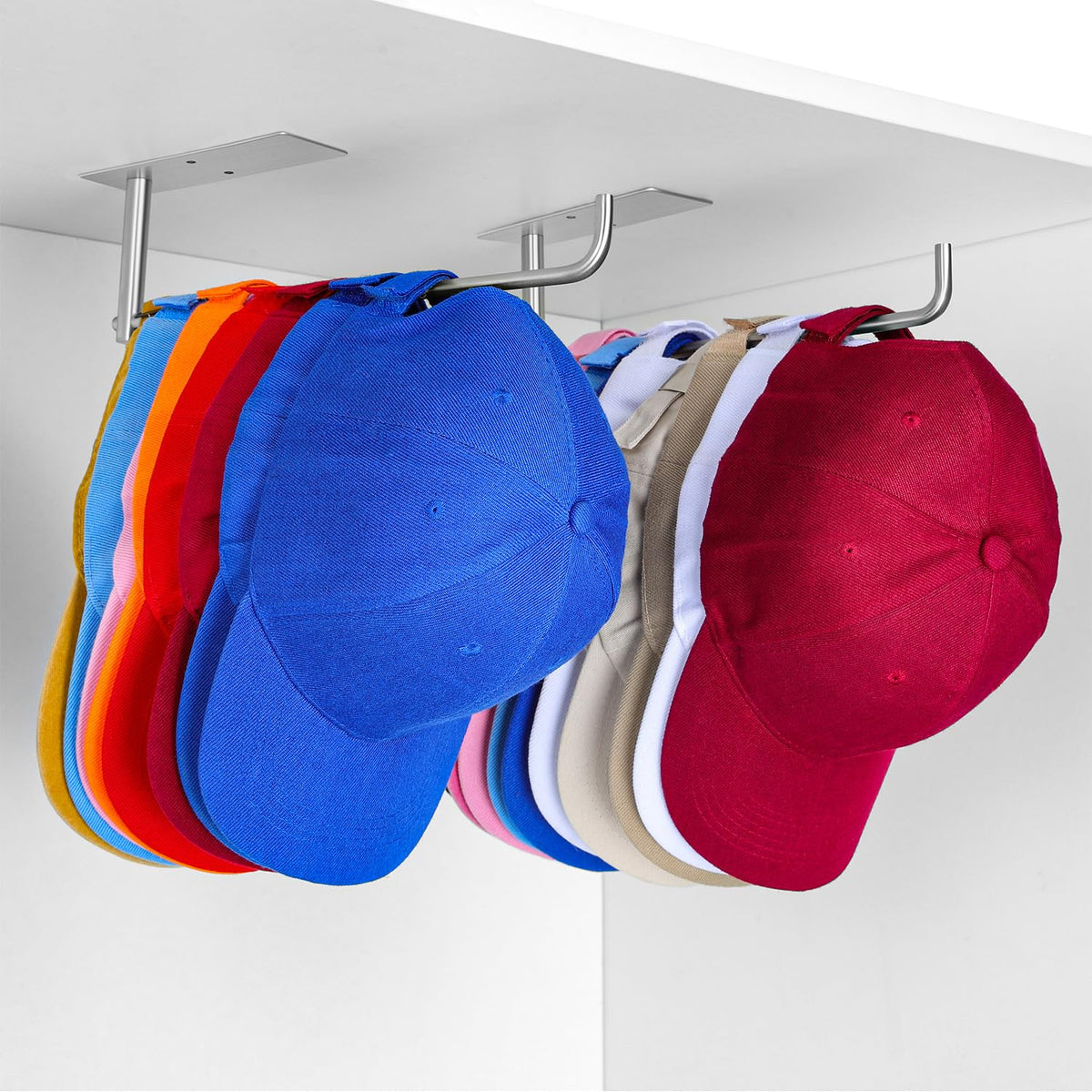 Daoun Baseball Hat Rack - 2-Pack Hat Organizer For Baseball Caps Adhesive Wall Hat Rack, Stainless Steel Hat Hanger Hat Holder F