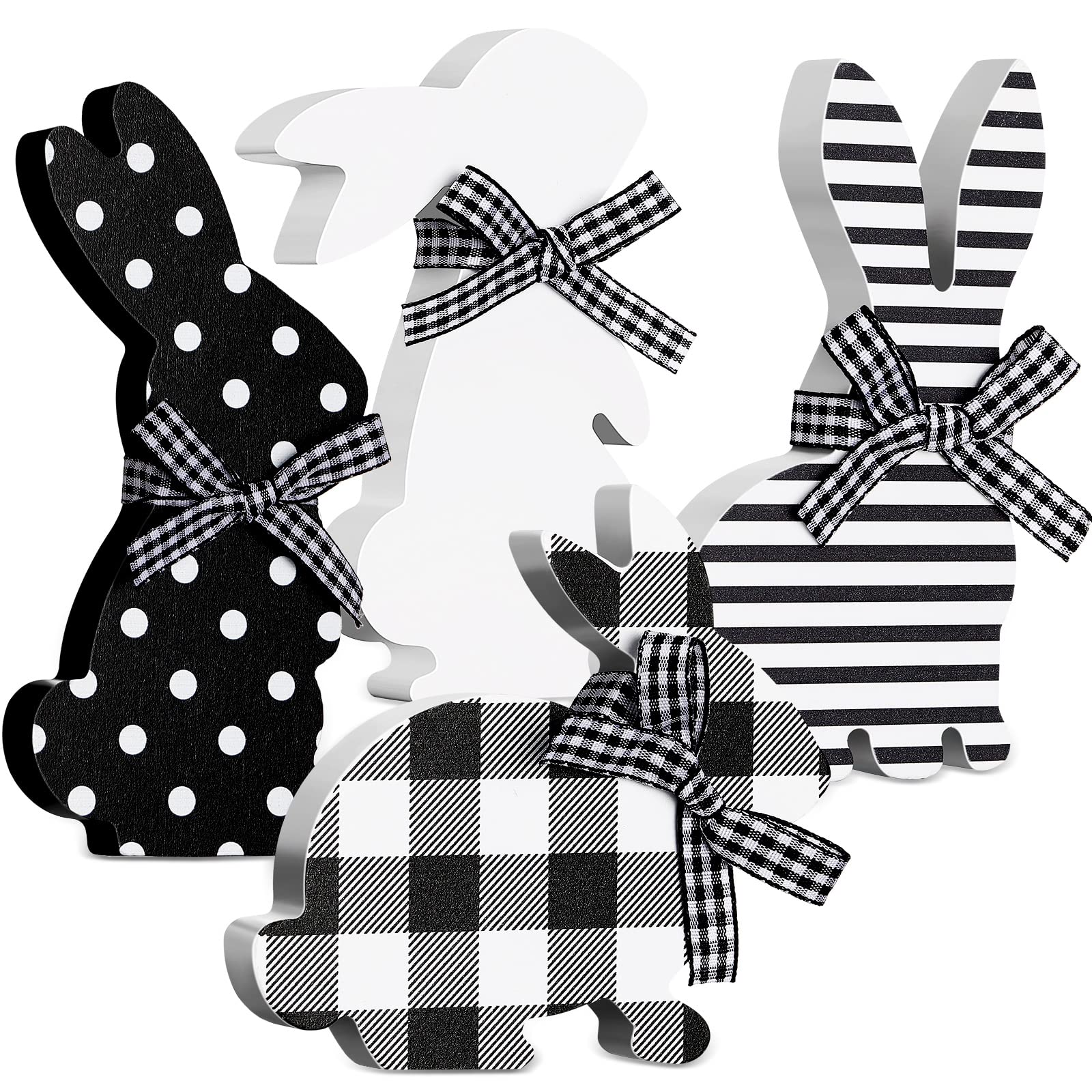 4 Pcs Easter Bunny Table Wooden Signs Bunny Shaped Farmhouse Decor Spring Bunny Wood Tabletop Easter Decorations Easter Bunny Di