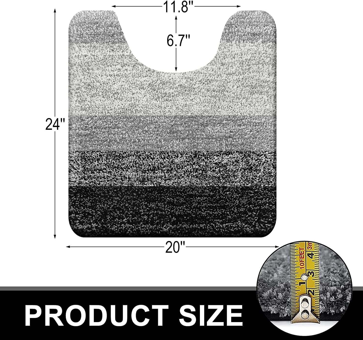 Olanly Toilet Rugs U-Shaped 24X20, Extra Soft And Absorbent Microfiber Bathroom Rugs, Non-Slip Plush Shaggy Toilet Bath Mat, Mac