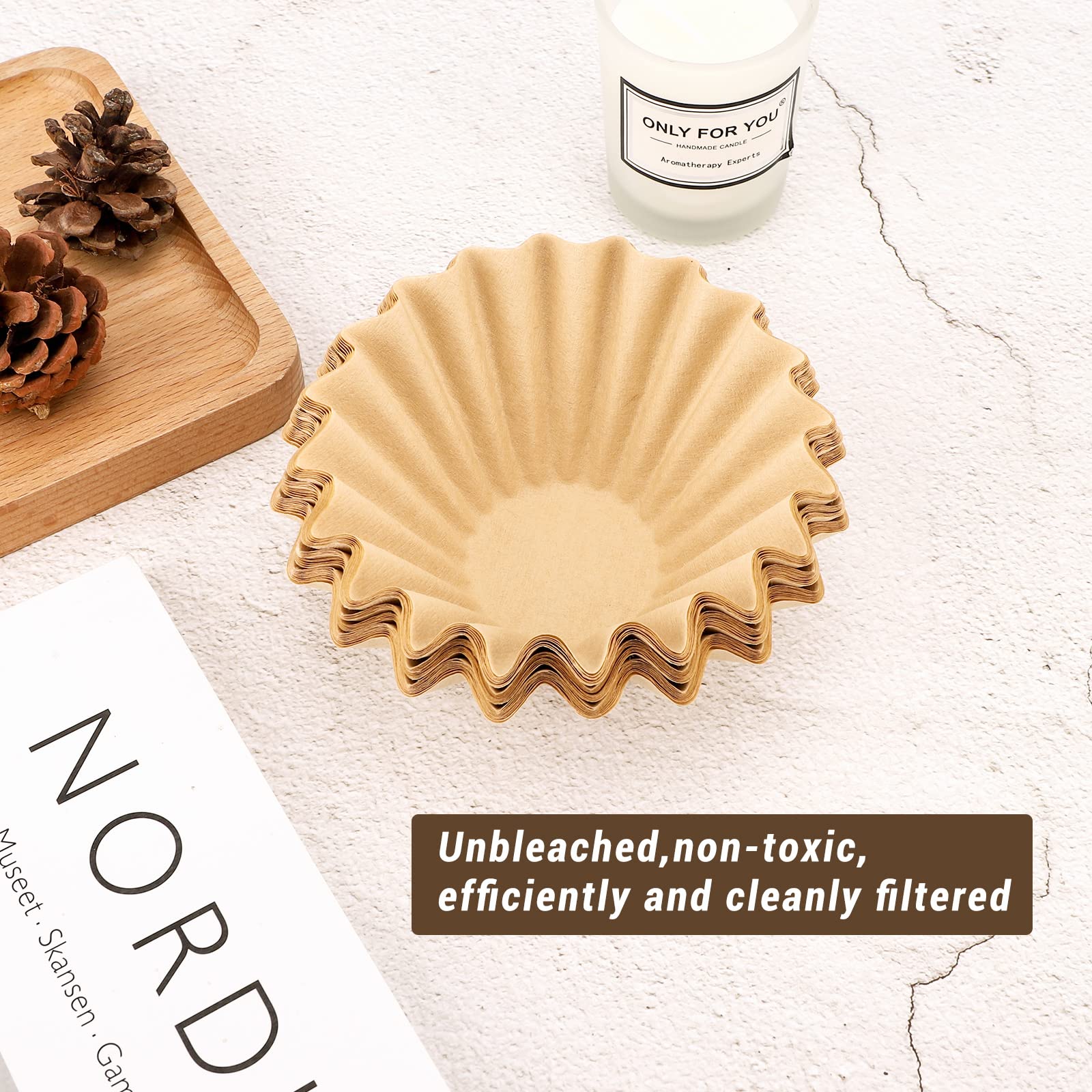 EUSOAR 1-2 Cup Unbleached Coffee Filters  Pack of 50 Disposable Natural Brown Paper Coffee Filter  for Small Basket Style Single Pour Over and Drip Coffee Makers  for Home Commercial