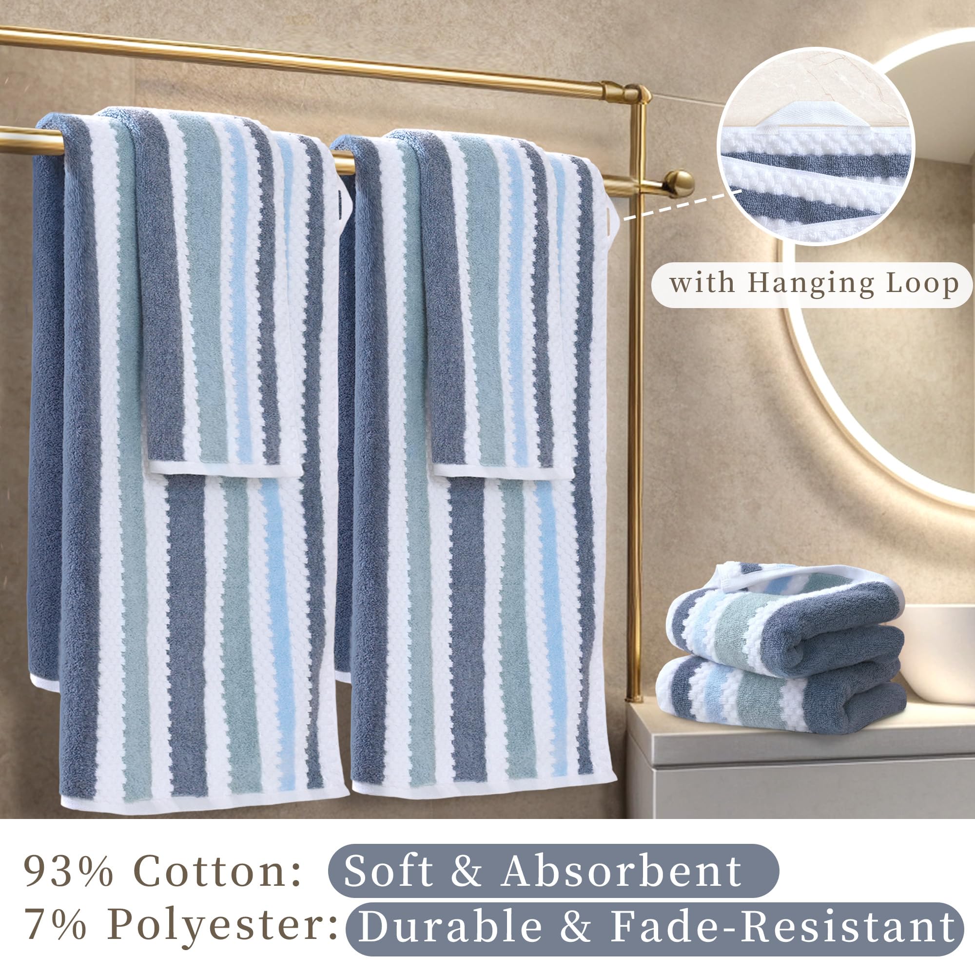 Waffle Towels For Bathroom - Quick Dry | Thick | Lightweight | 540Gsm, 2 Large Bath 30''X56'', 4 Hand 16''X27'', Cotton Polyeste