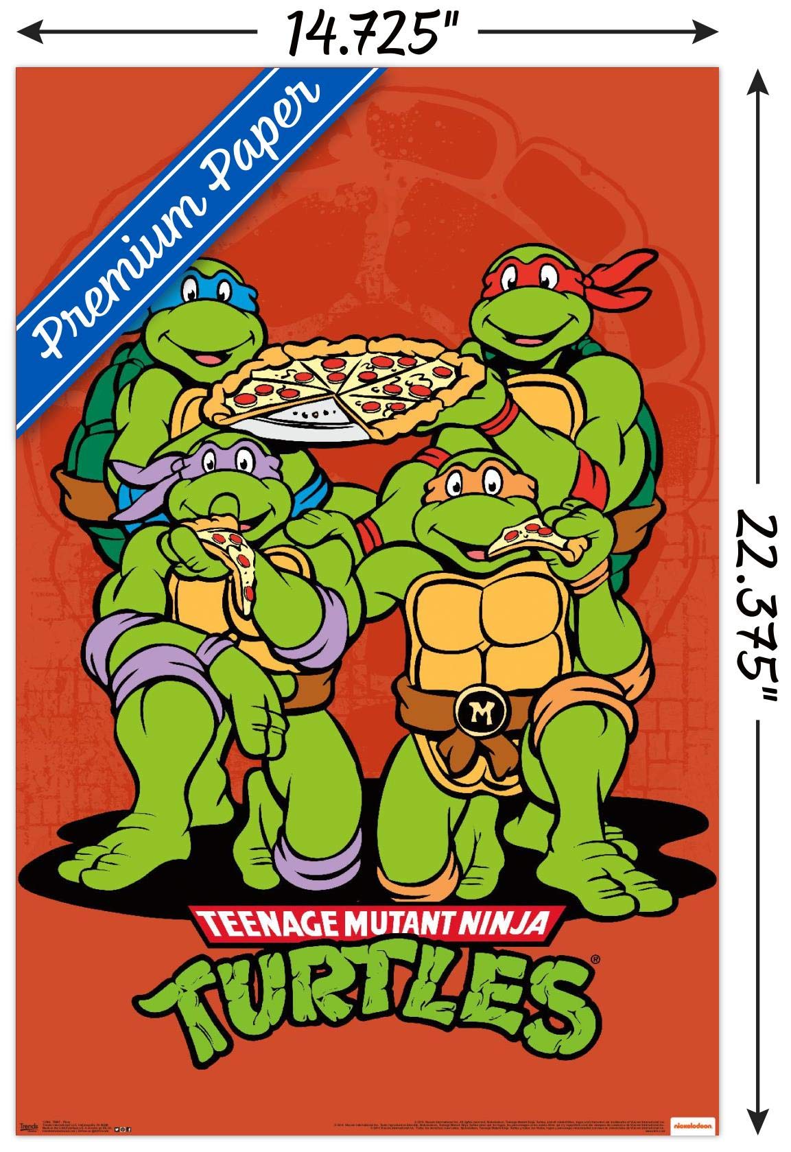 Trends International Nickelodeon Teenage Mutant Ninja Turtles-Pizza Wall Poster, 14.725'' X 22.375'', Premium Unframed Version,
