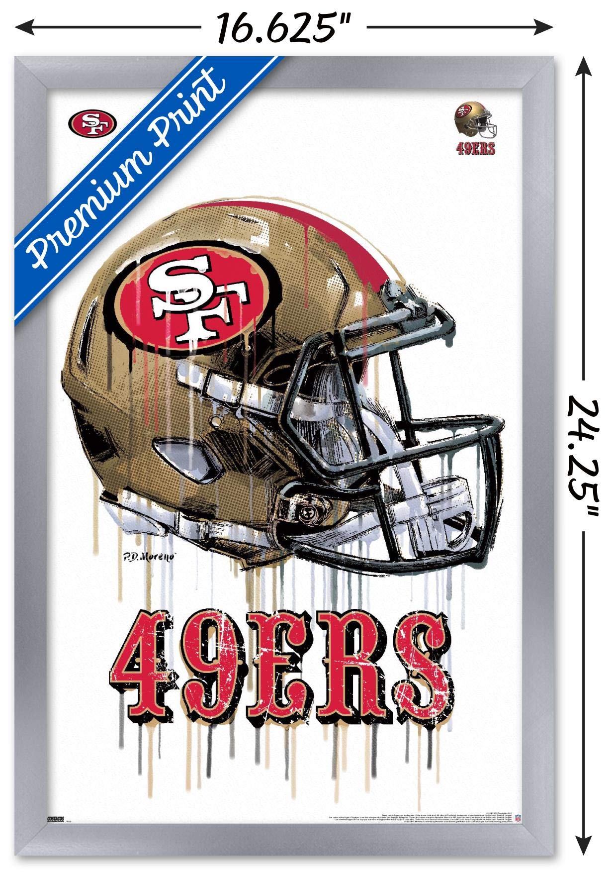 Trends International NFL San Francisco 49ers - Drip Helmet 20 Wall Poster  14.725'' x 22.375''  Silver Framed Version
