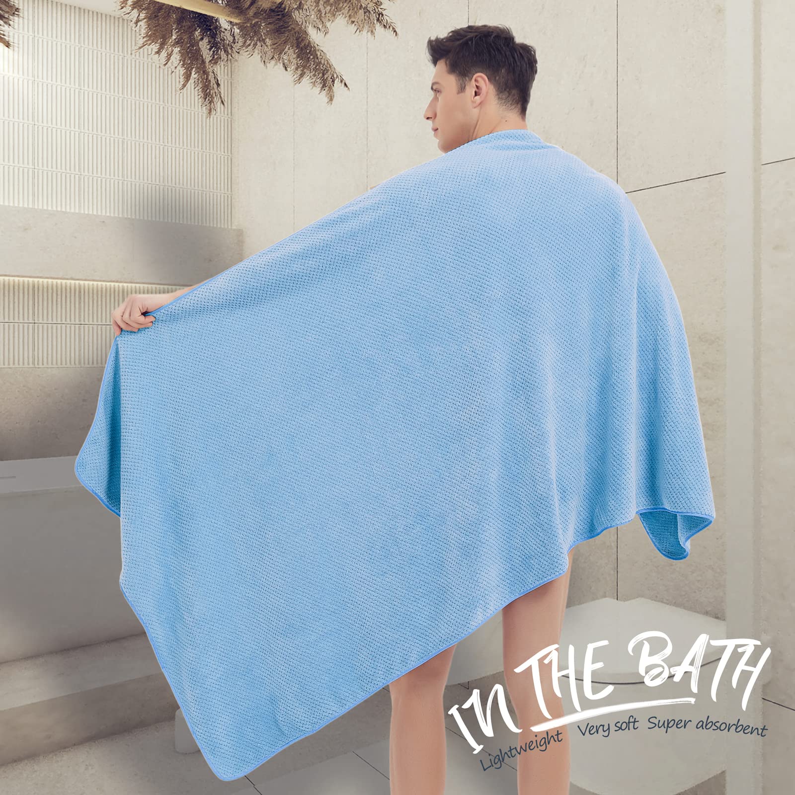 Olester 2 Pack Oversized Bath Towel Set 35In X 70In Bath Sheets For Shower Pool Beach Bathroom Super Absorbent Soft Quick Dry Bl
