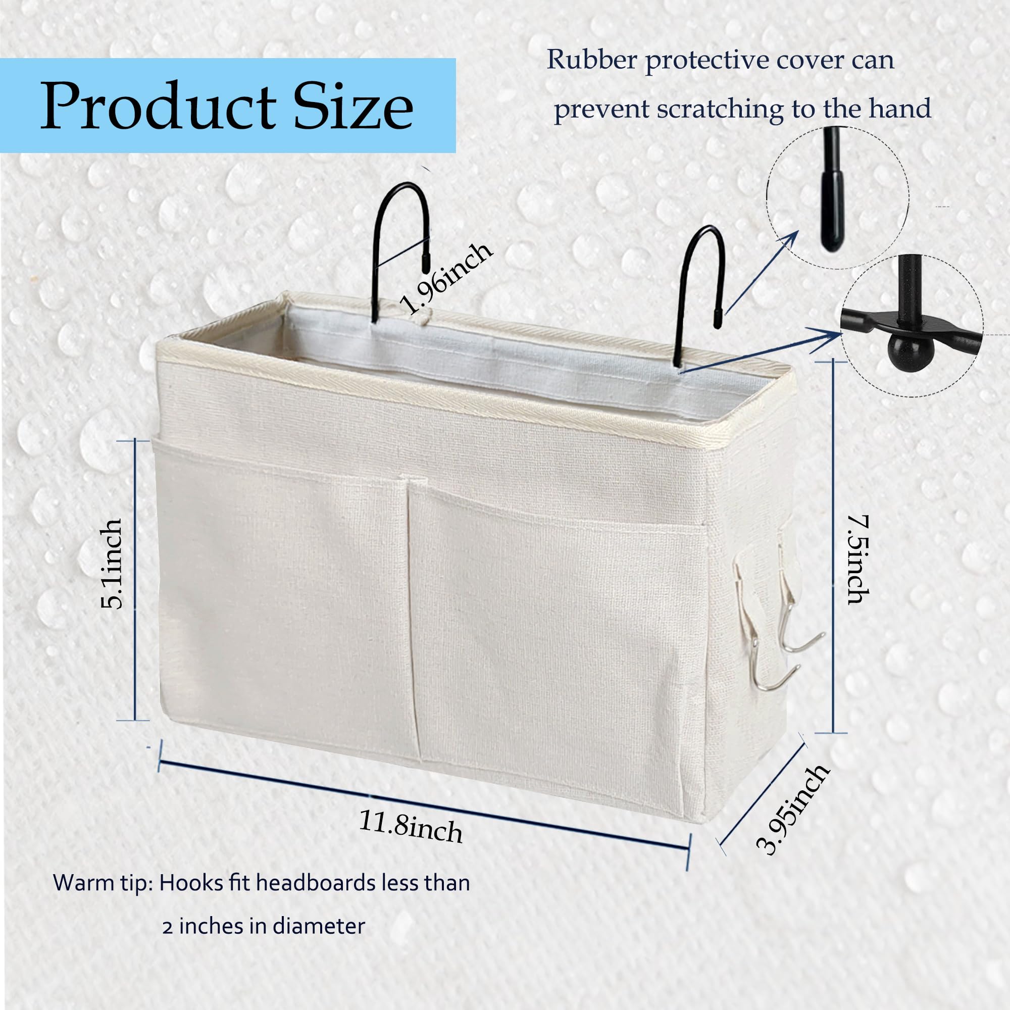 Someteth Bedside Hanging Storage Basket Multi-Function Organizer Caddy for Bunk and Hospital Beds Dorm Rooms Bed Rails, Can be P