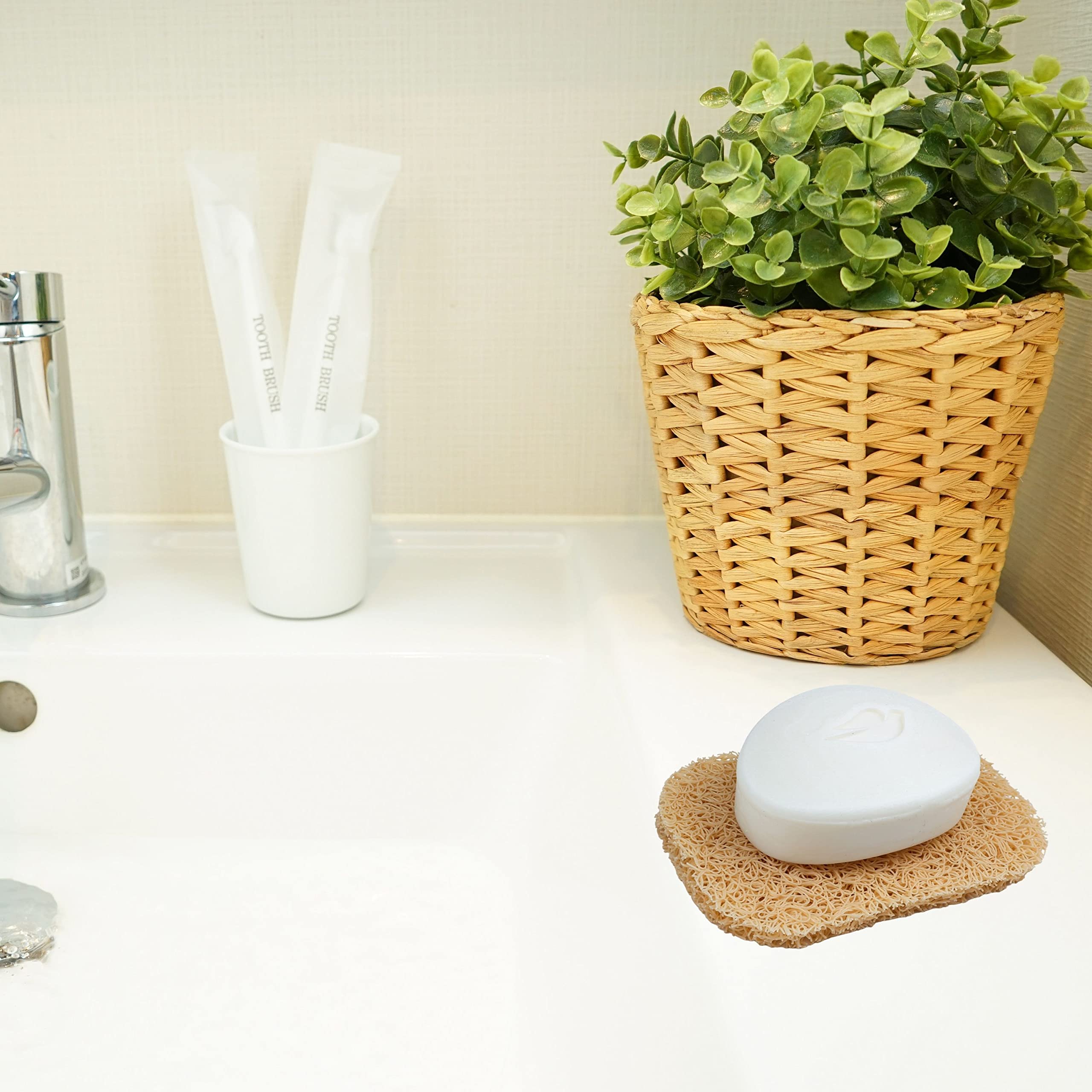 Snowkingdom 8 Pack Beige Soap Savers Draining Lift Pad 2.9'' X 4.5'' Pvc Non-Bpa Non Slip Durable