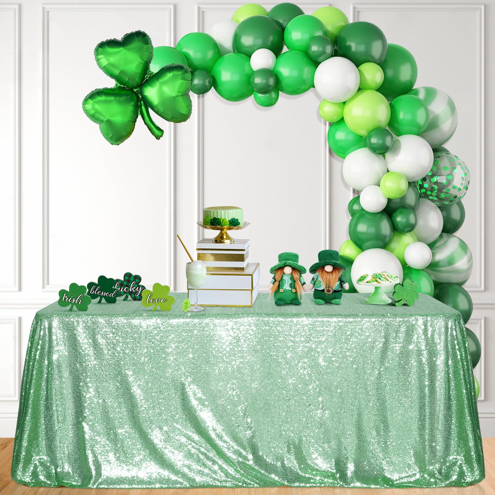 Partydelight Sequin Tablecloth, Sparkly Tree Skirt, Christmas Decor, Square, 50X50, Mint Green