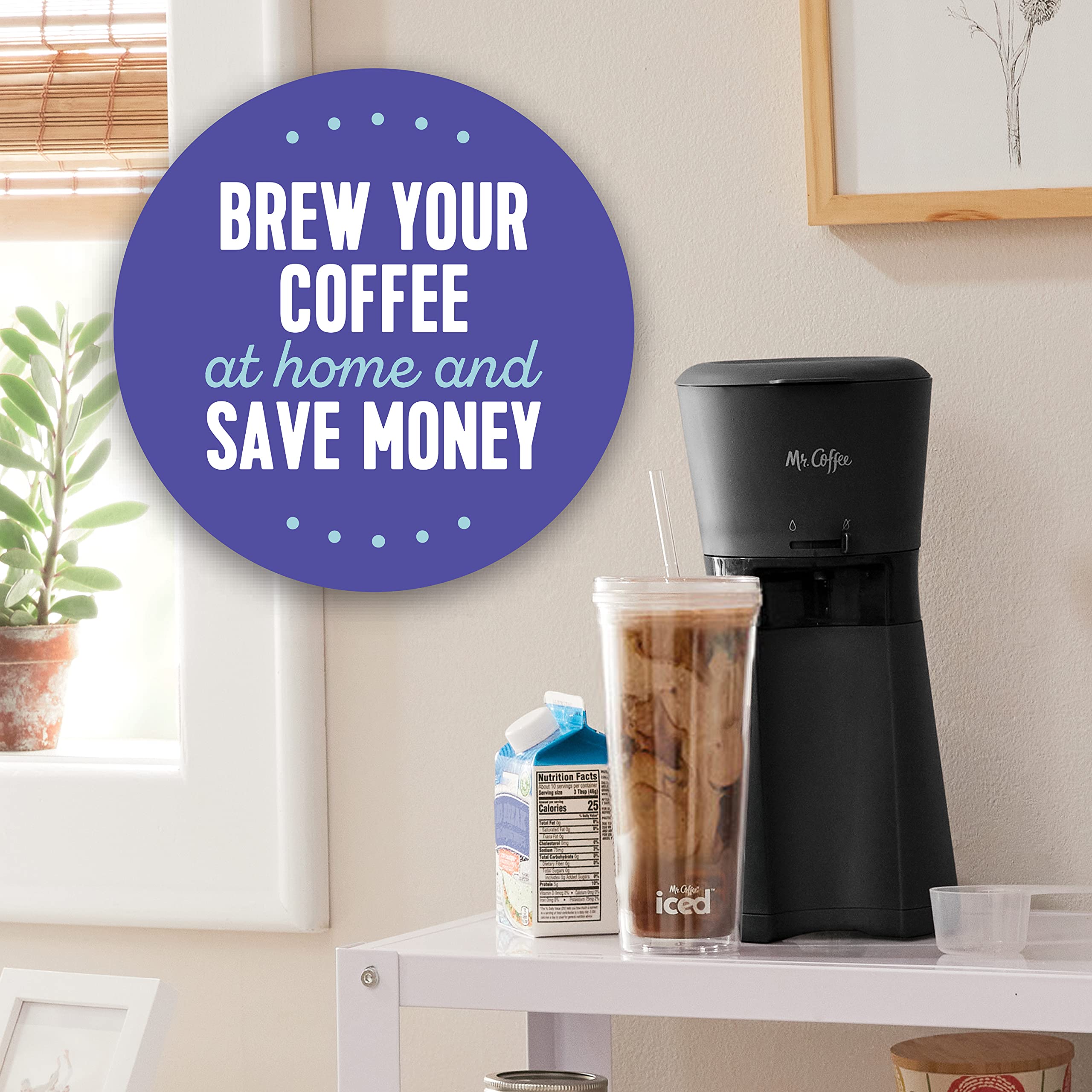 Mr. Coffee Iced Coffee Maker, Single Serve Machine With 22-Ounce Tumbler And Reusable Coffee Filter, Black