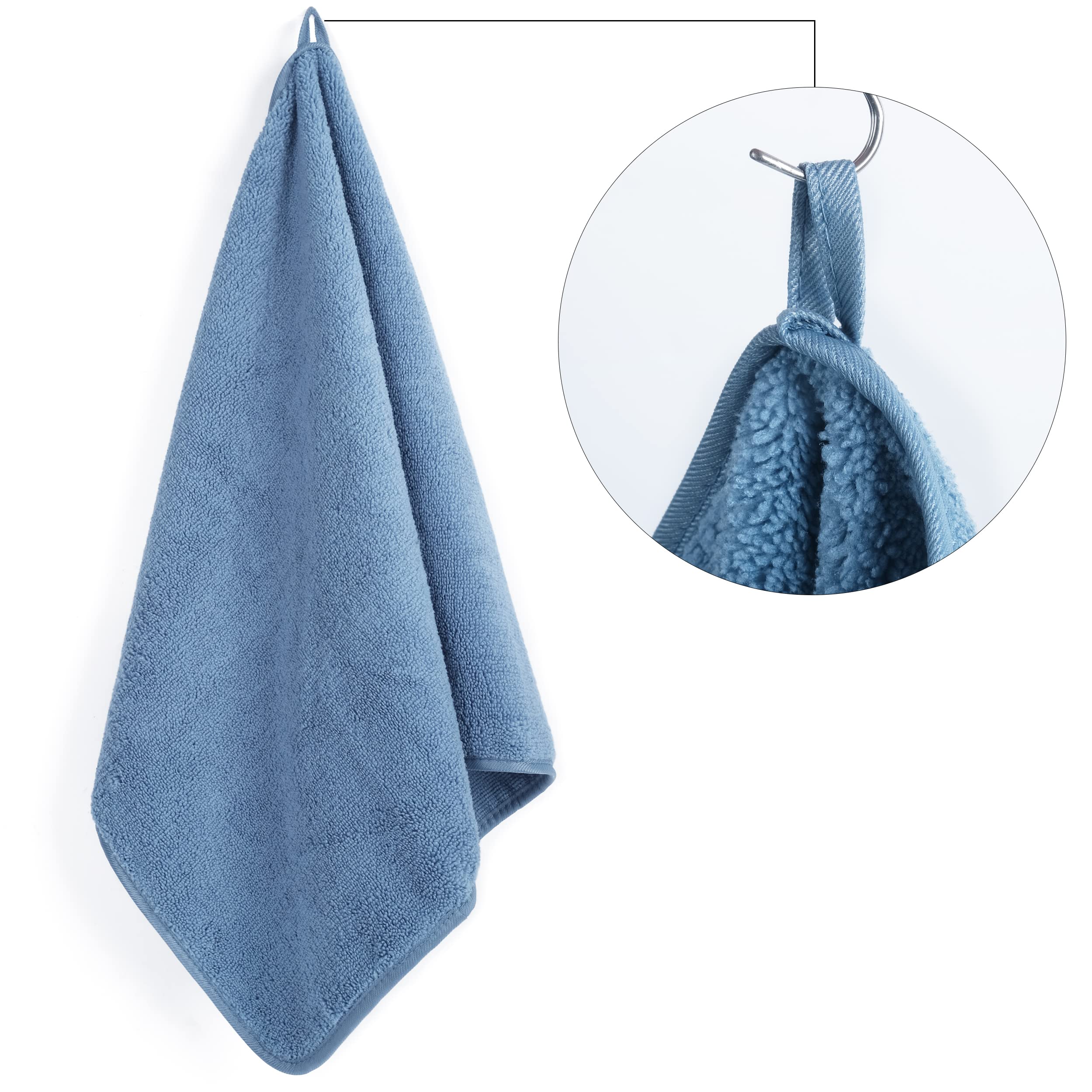 Polyte Quick Dry Lint Free Microfiber Hand Towel, 16 X 30 In, Set Of 4 (Blue)