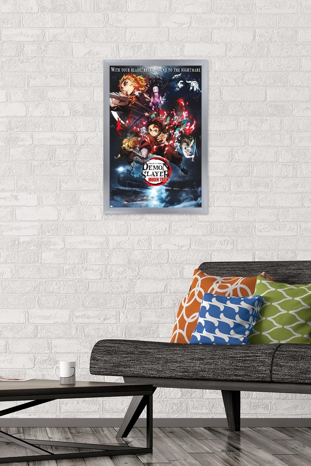 Trends International Demon Slayer: Mugen Train - Collage One Sheet Wall Poster, 14.725'' X 22.375'', Silver Framed Version