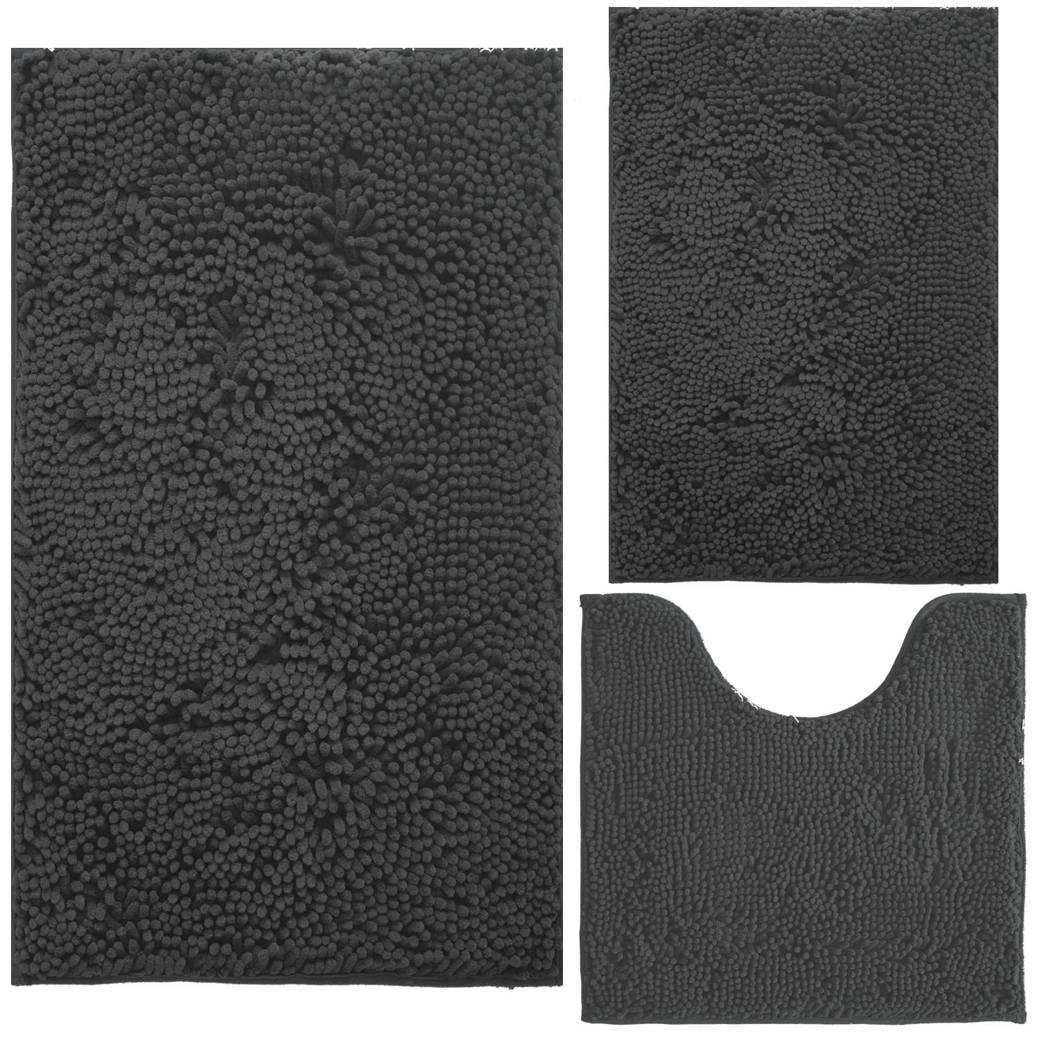 Bathroom Rugs Bath Mat Chenille 3-Piece Extra Soft And Absorbent Shag Bath Rugs, Machine Wash Mat, Strong Pvc Non-Slip Underside