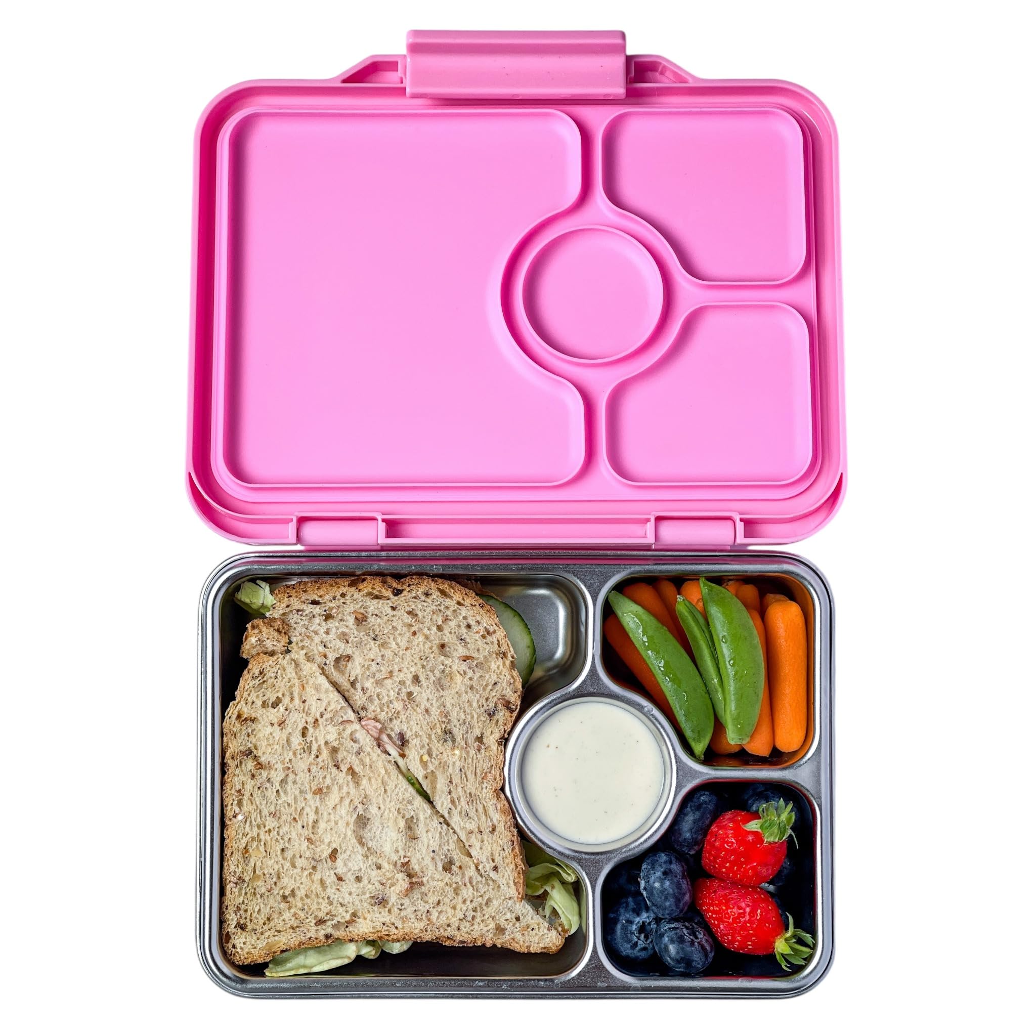 Yumbox Prt Stainless Steel Bento Box, 3 Compartments, Pink
