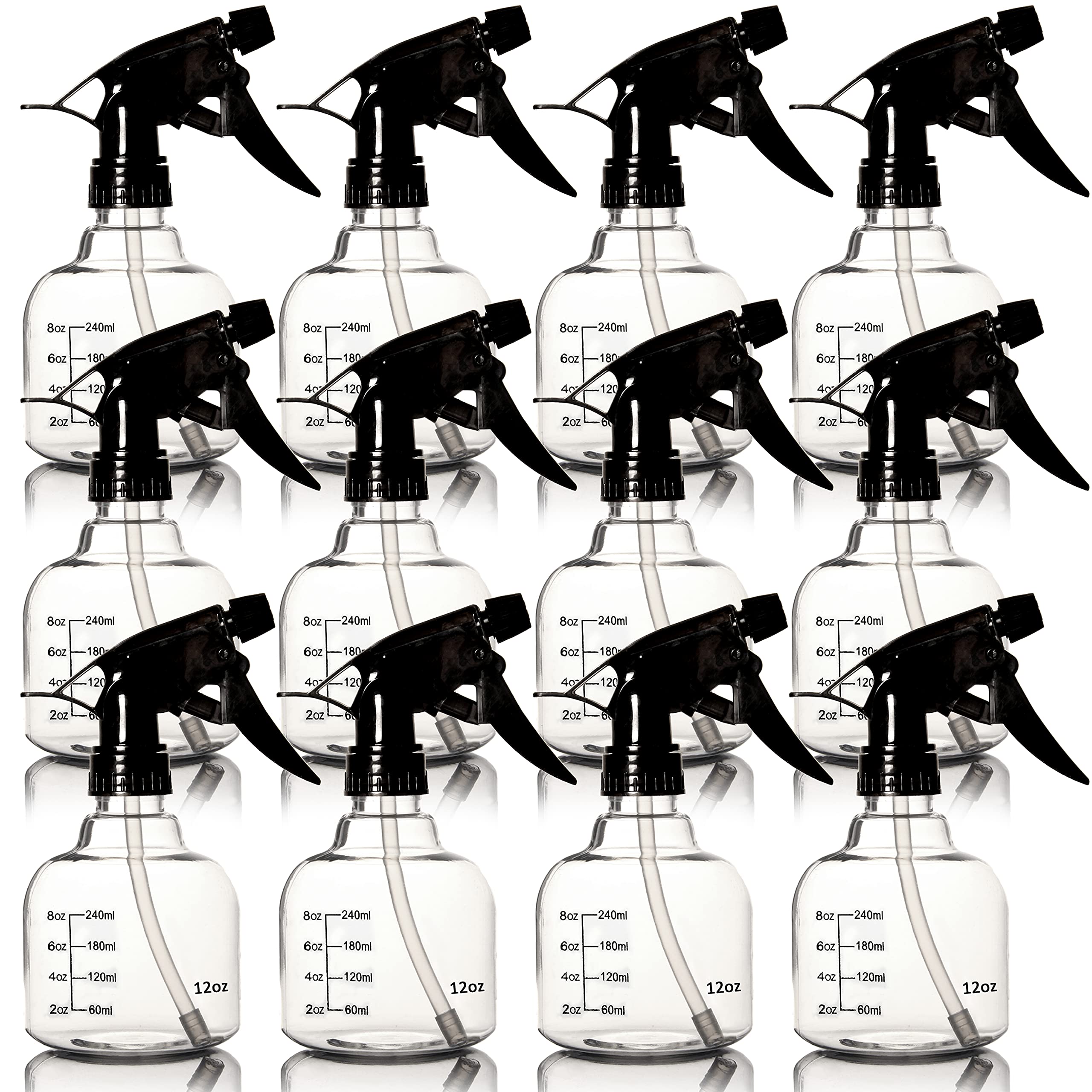 Youngever 12 Pack Empty Plastic Spray Bottles, Spray Bottles For Hair And Cleaning Solutions (8 Ounce)