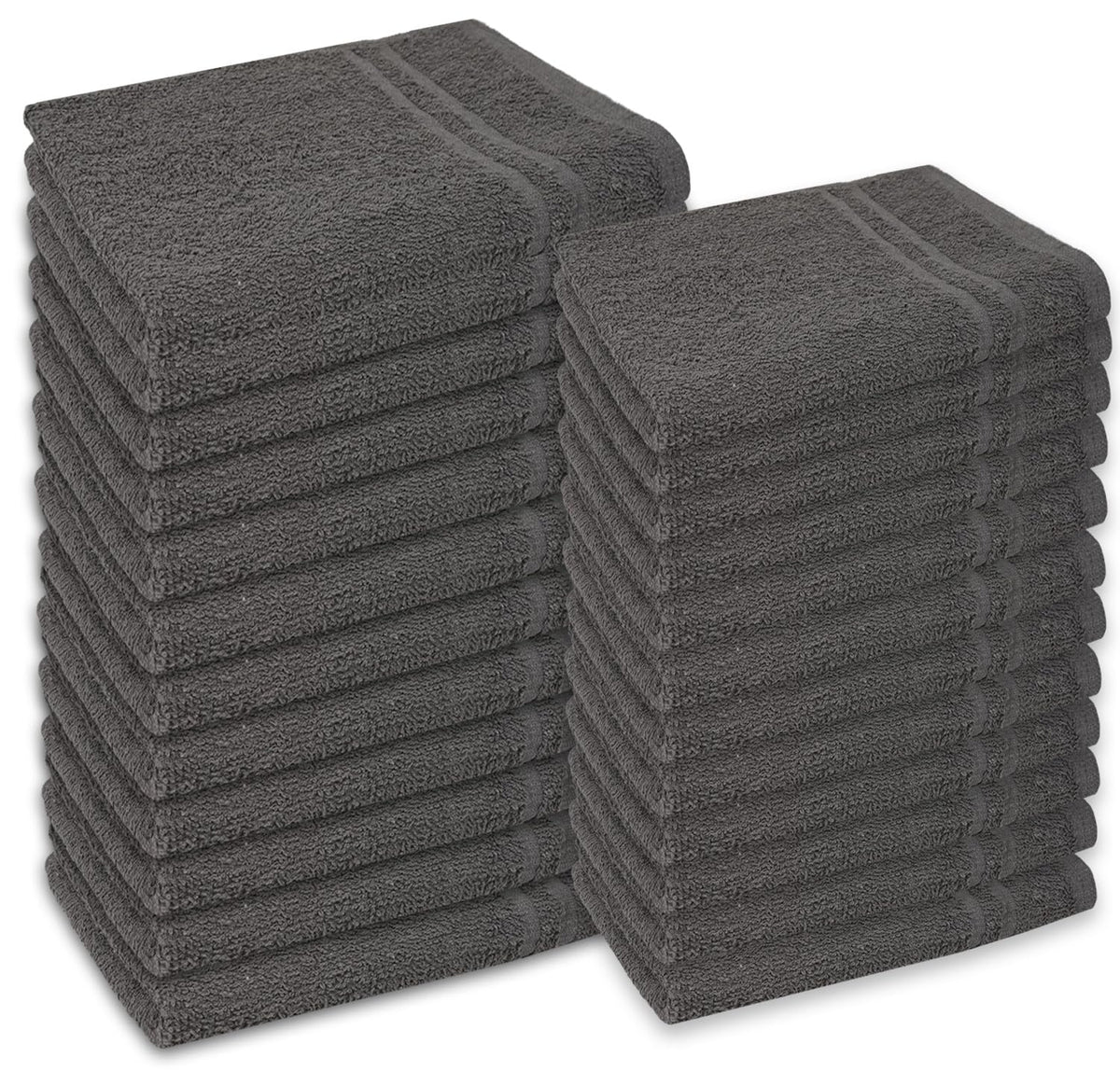 STF Linen 24 Pack Dark Grey Hand Towels 100% Cotton Spa Towels - 16x27 inches Highly Absorbable Facial Towels Gym Towels Hair To