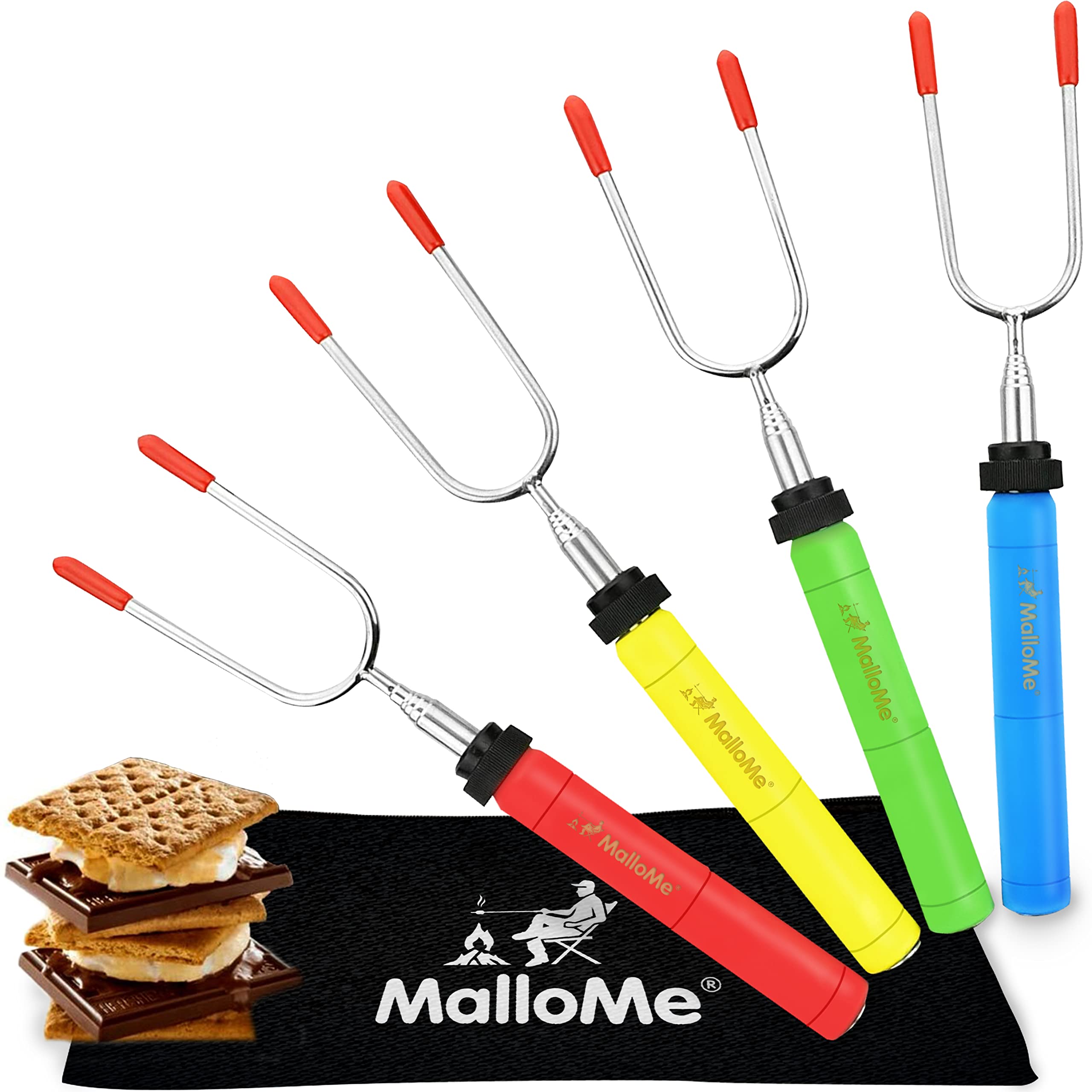 Mallome Marshmallow Roasting Sticks Smores Kit For Fire Pit Long - Camping Campfire Accessories S'Mores Gift Set- Smore Hot Dog