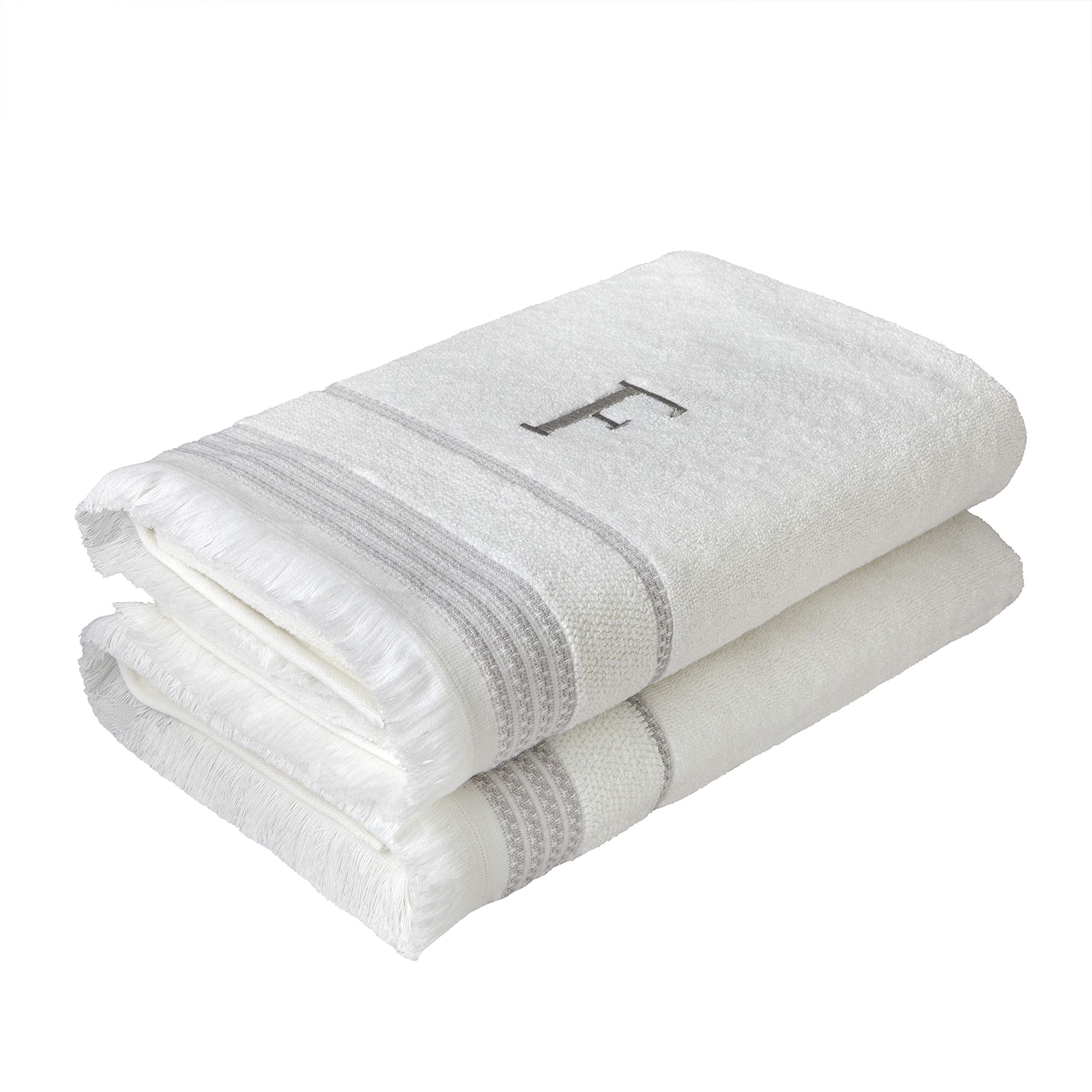 Skl Home Casual Monogram Bath Towel, F, 28X54, White