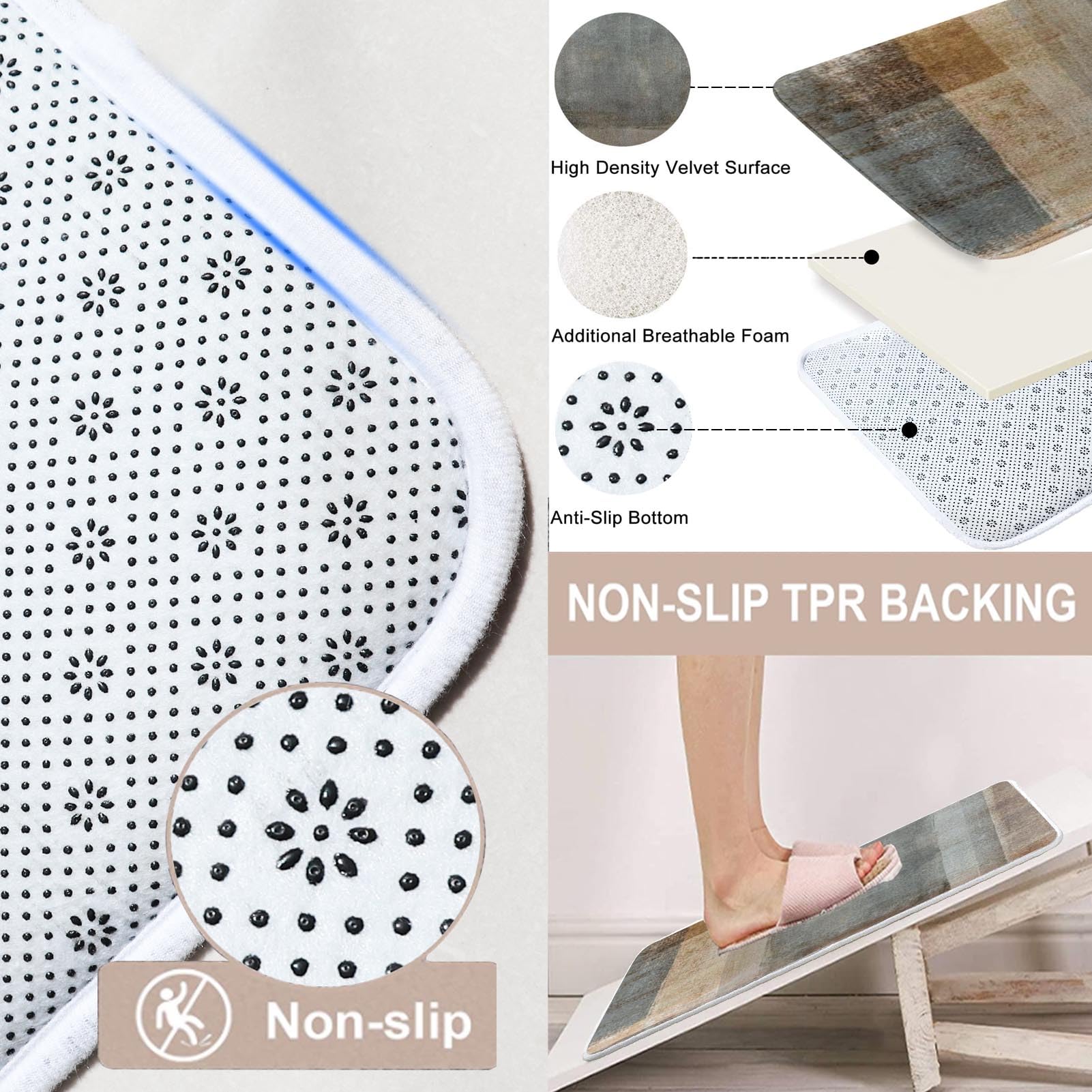 Artsocket Beige Grey Abstract Bathroom Set With Shower Curtain And Rugs Accessory, Painting Brown Abstract Shower Curtain For Ba