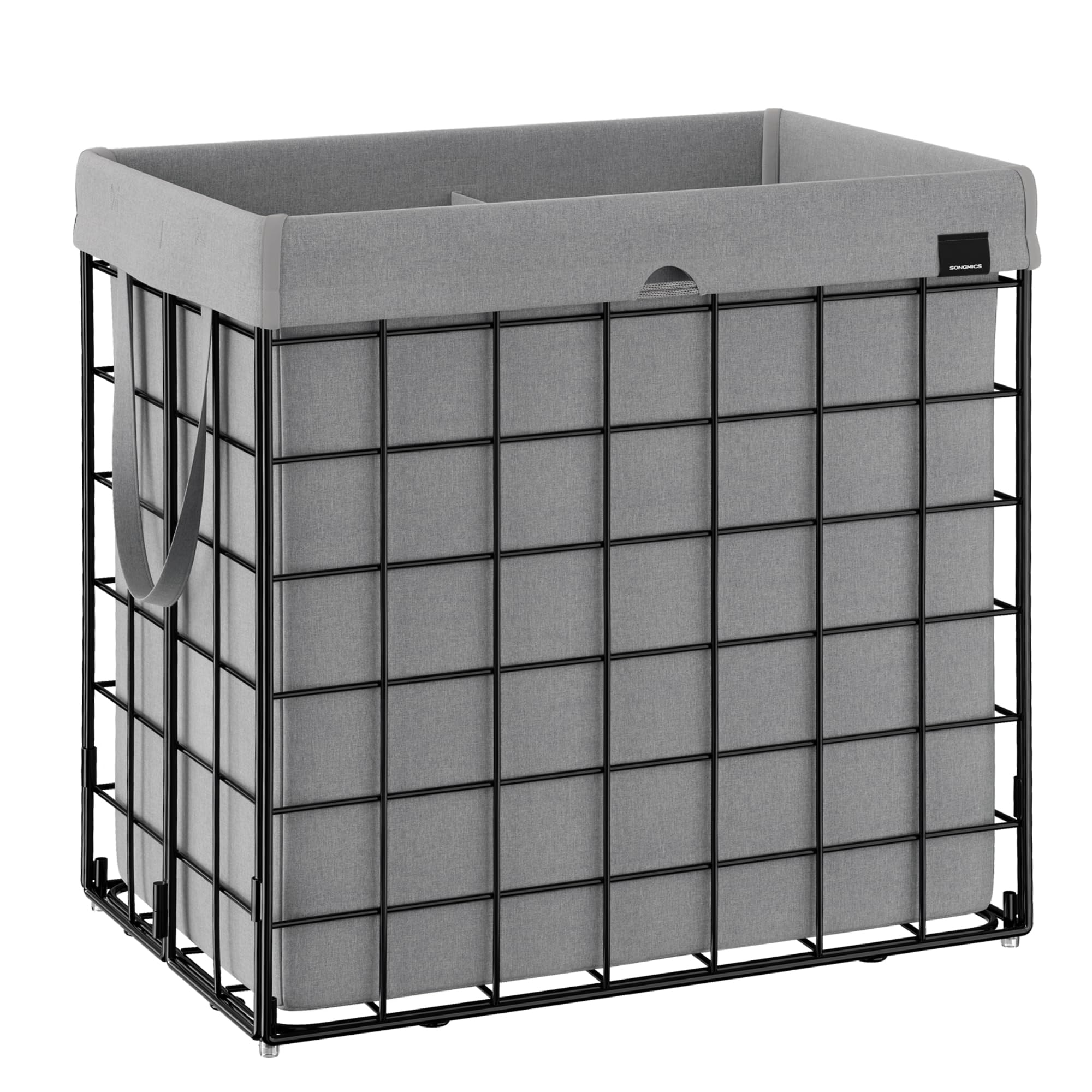 SONGMICS Laundry Hamper, 34.3 Gal. (130L) Laundry Basket, Collapsible Clothes Hamper, Removable and Washable Liner, Metal Wire F