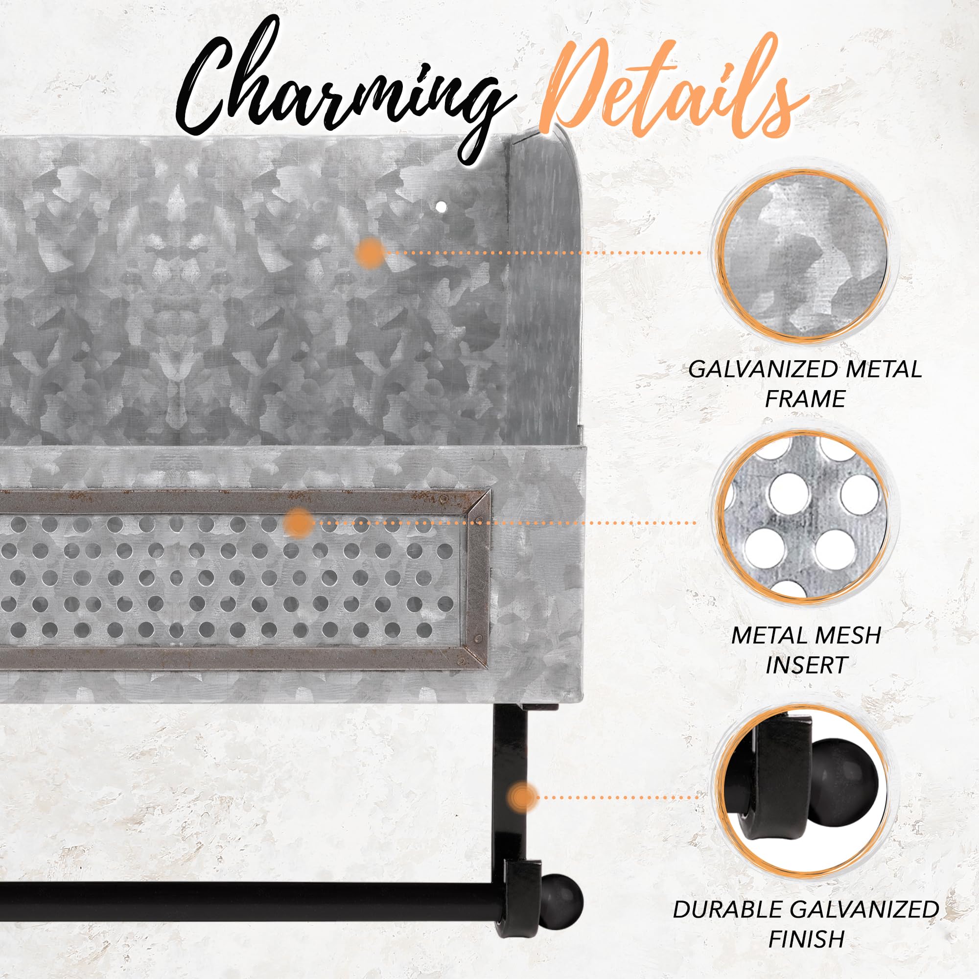 Autumn Alley Farmhouse Galvanized Toilet Paper Holder With Shelf - Durable Wall Mount Tissue Paper Holder For Farmhouse Bathroom