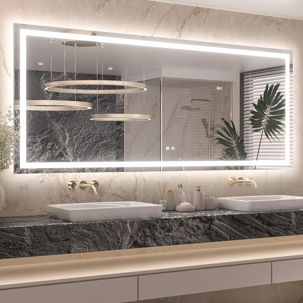Keonjinn Led Bathroom Mirror 72     X 32     With Frontlit & Backlit, Lighted Mirror For Bathroom Wall With Stepless Dimmable 3-