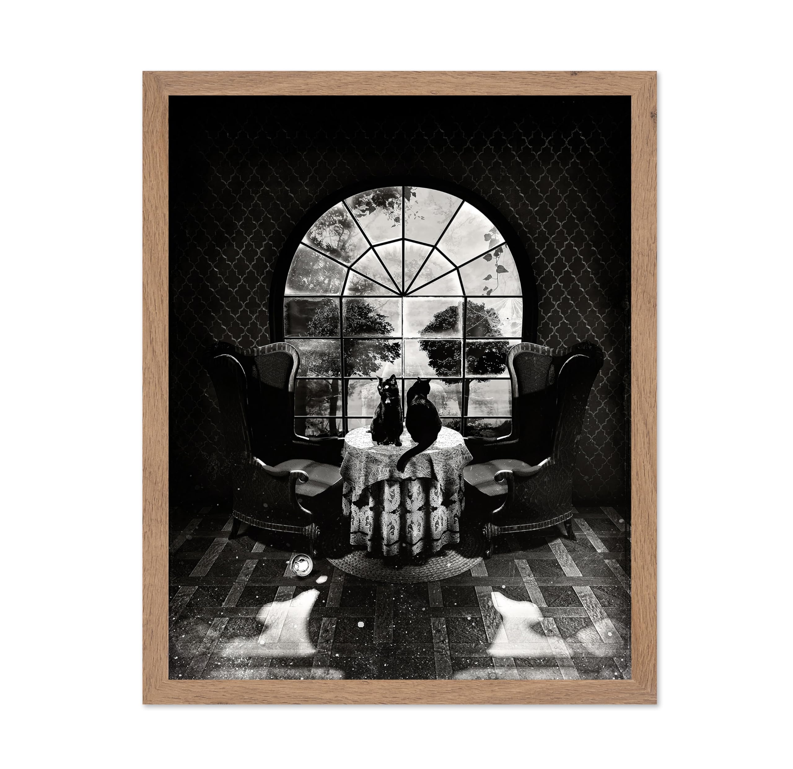 Poster Master Room Skull Poster - Skull Illusion Print - Cat Art - Illusion Art - Black & White Art - Gift for Him, Her, Animal 