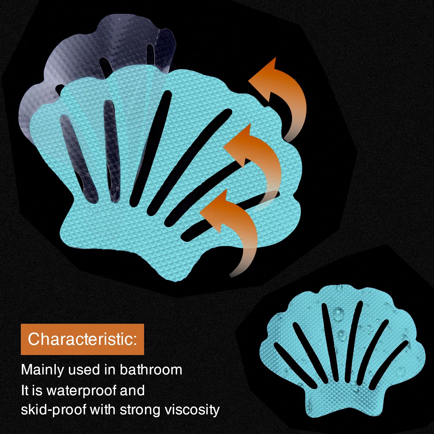 Secopad Bathtub Stickers Non-Slip, 36 Pcs River-Mussel Safety Shower Treads Adhesive Appliques With Premium Scraper
