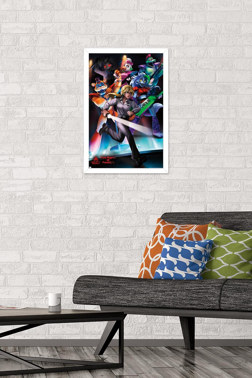 Trends International Five Nights At Freddy'S: Security Breach - Group Wall Poster, 14.725'' X 22.375'', White Framed Version