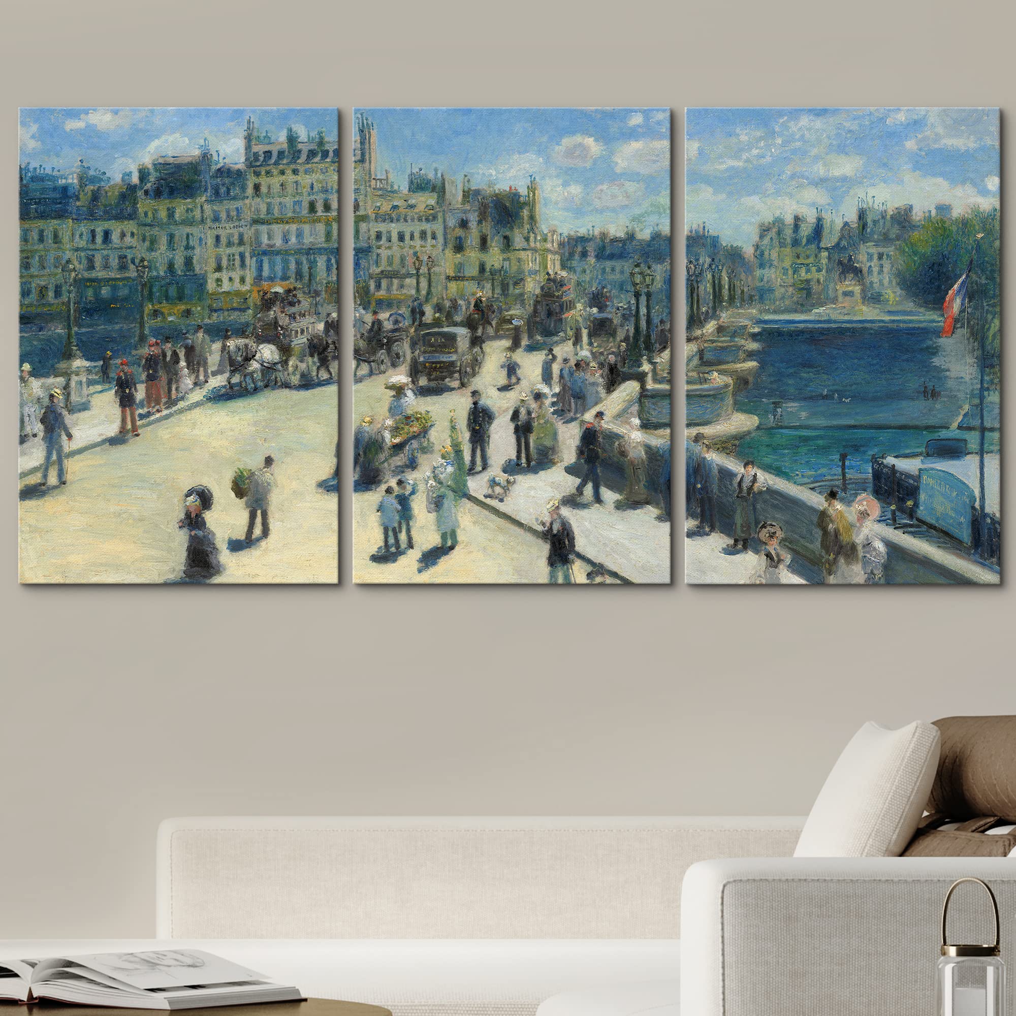 Wall26 Framed Wall Art Print Set Pont Neuf, Paris By Pierre Auguste Renoir Historic Cultural Illustrations Fine Art Chic Scenic
