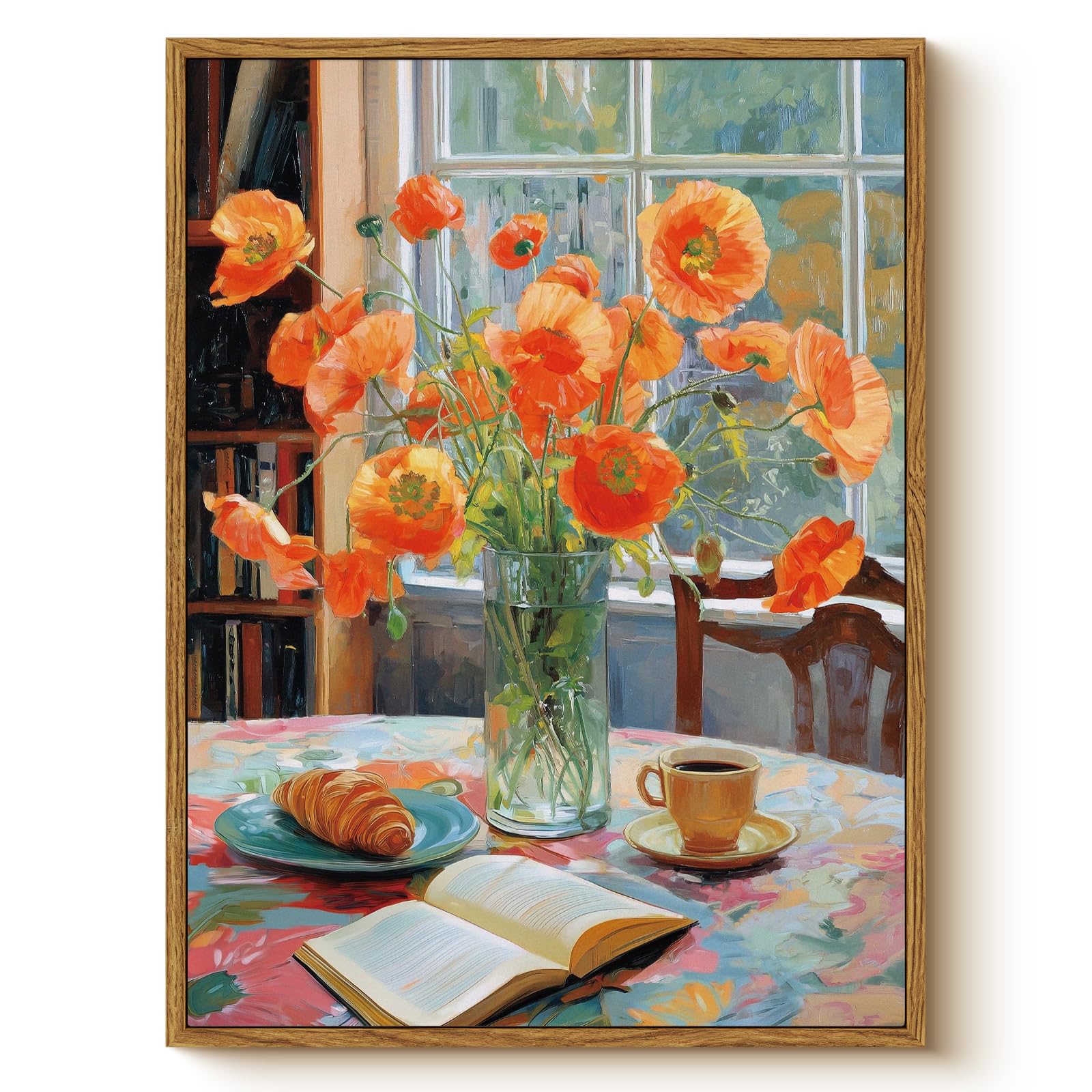 Whasayart Vintage Framed Canvas Wall Art Reading Time 12X16