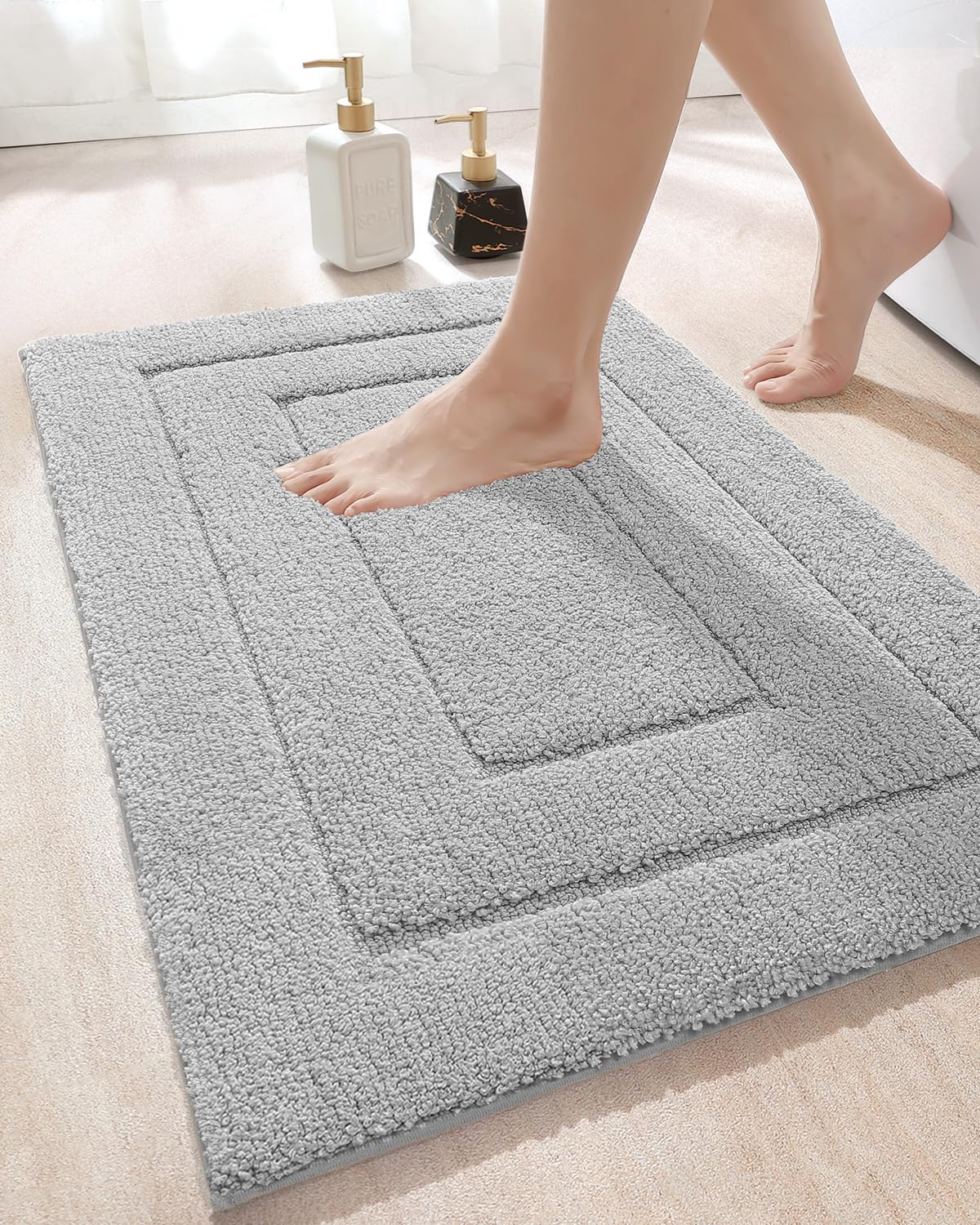 Dexi Bathroom Rug Mat, Extra Soft Absorbent Premium Bath Rug, Non-Slip Comfortable Bath Mat, Carpet For Tub, Shower, Bath Room,