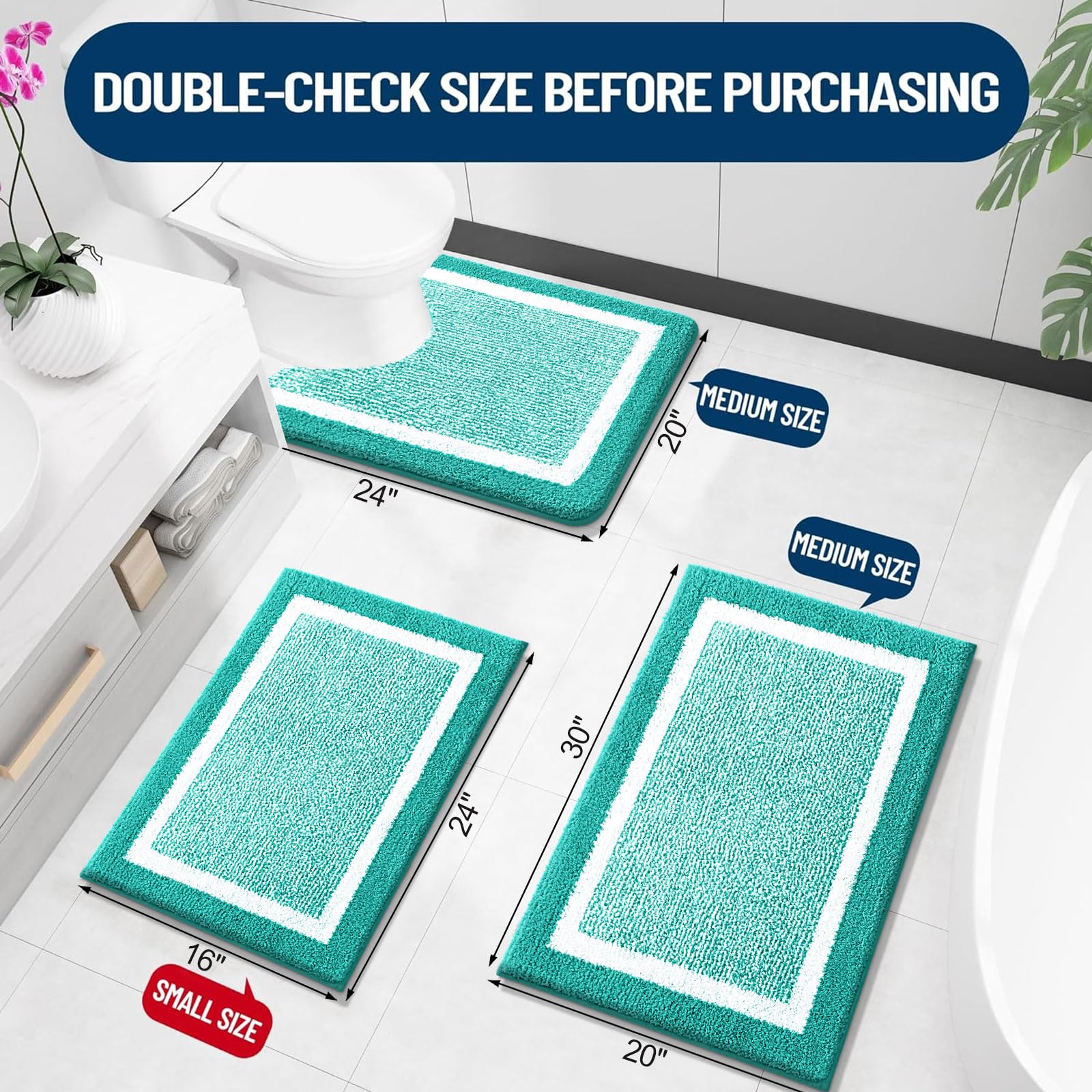 Olanly Bathroom Rugs 47X24, Extra Soft And Absorbent Microfiber Bath Mat, Non-Slip, Machine Washable, Quick Dry Shaggy Bath Carp