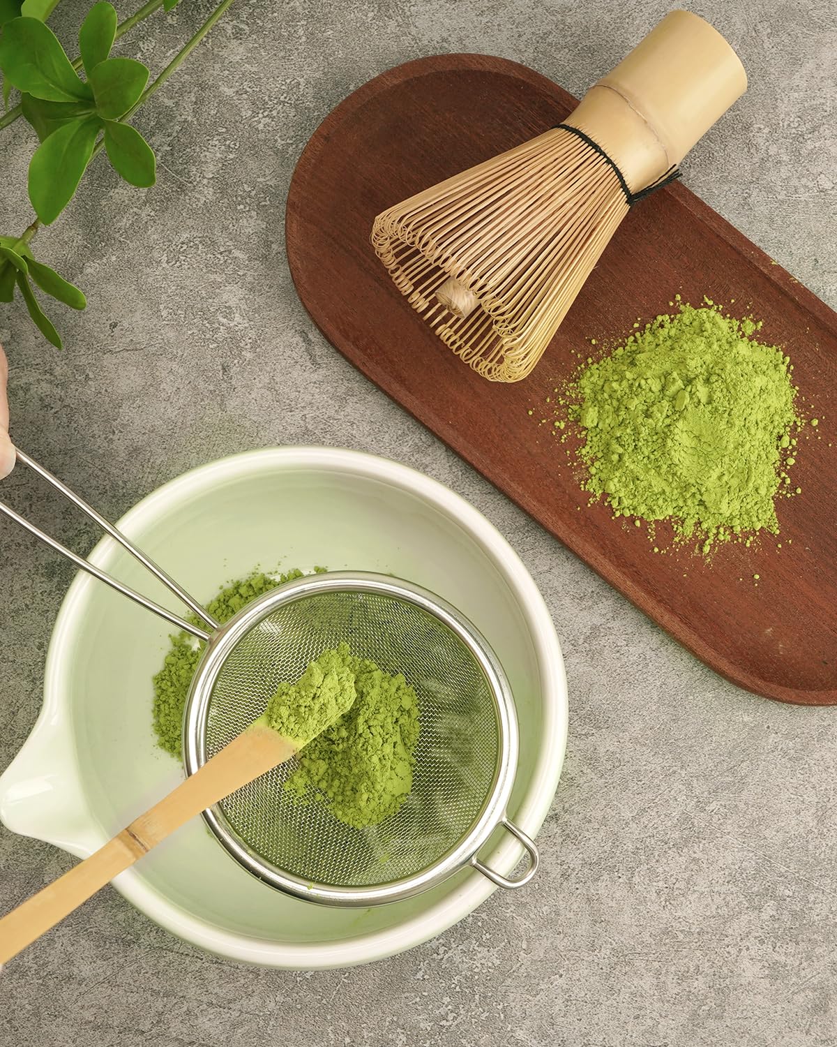 Joiish Traditional Matcha Starter Set, Bamboo Whisk (Chasen), Scoop (Chashaku), Stainless Steel Sifter, Basic Matcha Tea Making