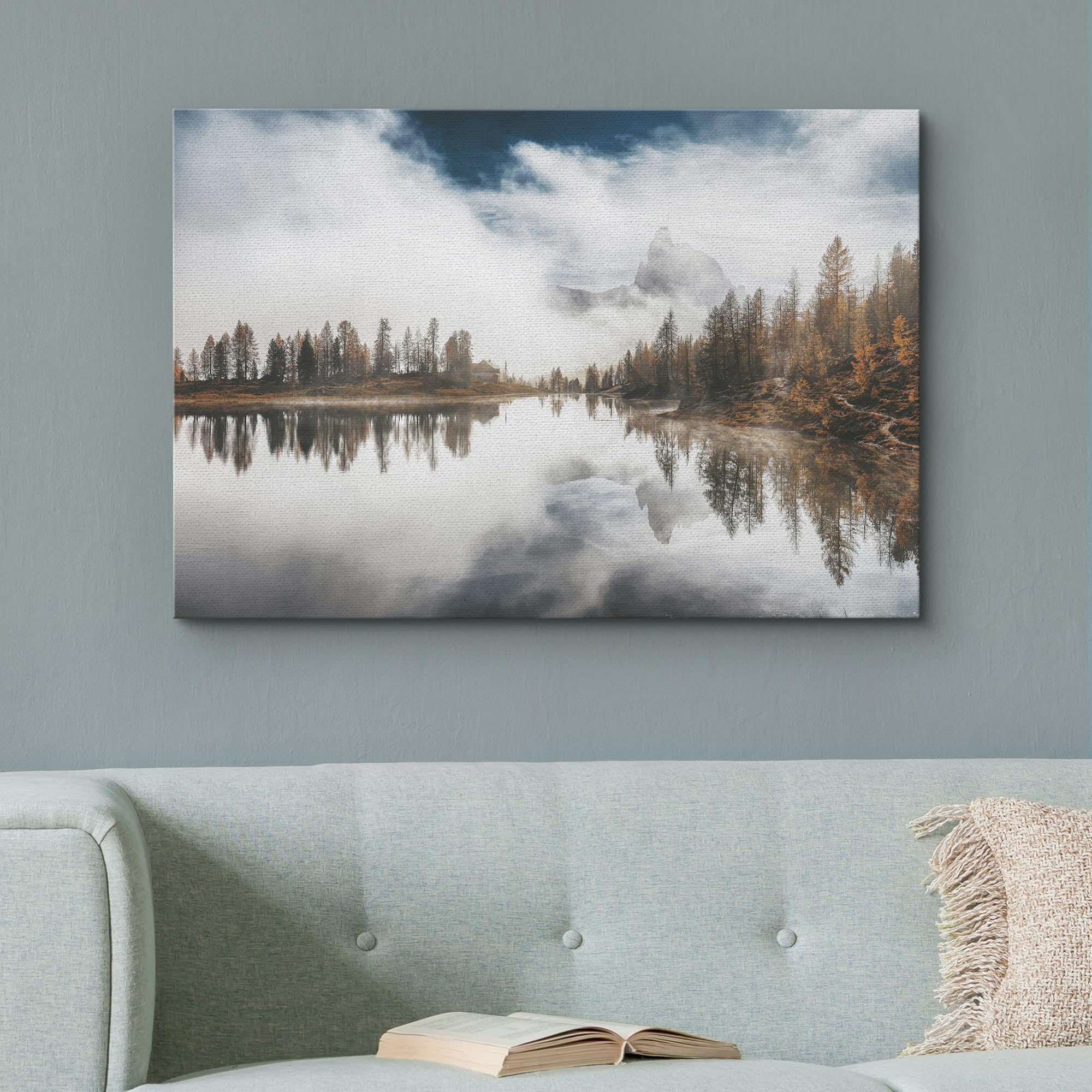Wall26 Canvas Print Wall Art Misty Mountain Reflection Tranquil Photography Realism Bohemian Scenic Relax/Calm Cool For Living R
