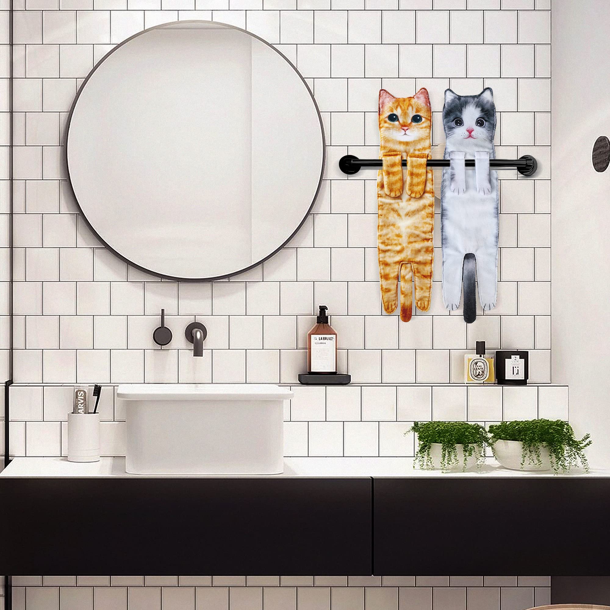 Daisyjoy Cat Funny Hand Towels For Bathroom Kitchen - Cute Decorative Cat Decor Hanging Face Towels- Unique Valentines Day Mothe