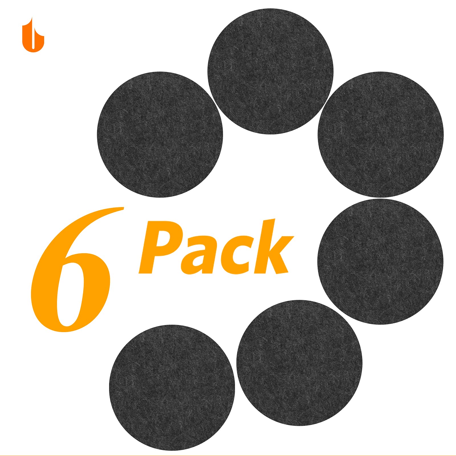 Urbanstrive 6 PCS Coasters  Eco-Friendly 100% Biodegradable Coasters Absorbent Felt Coasters for Drinks Bar Home  4 Inch (Black Round)