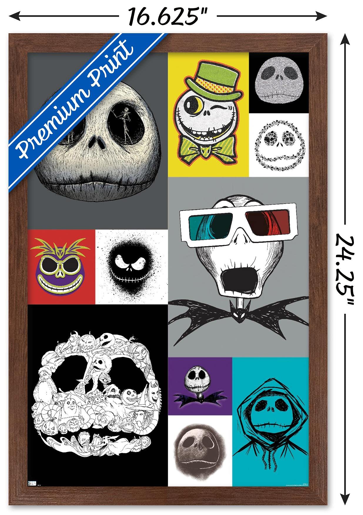 Trends International Jack Skellington Wall Poster, Mahogany Framed, 22.4"x14.7", Model FR20775MAH14X22, The Nightmare Before Christmas