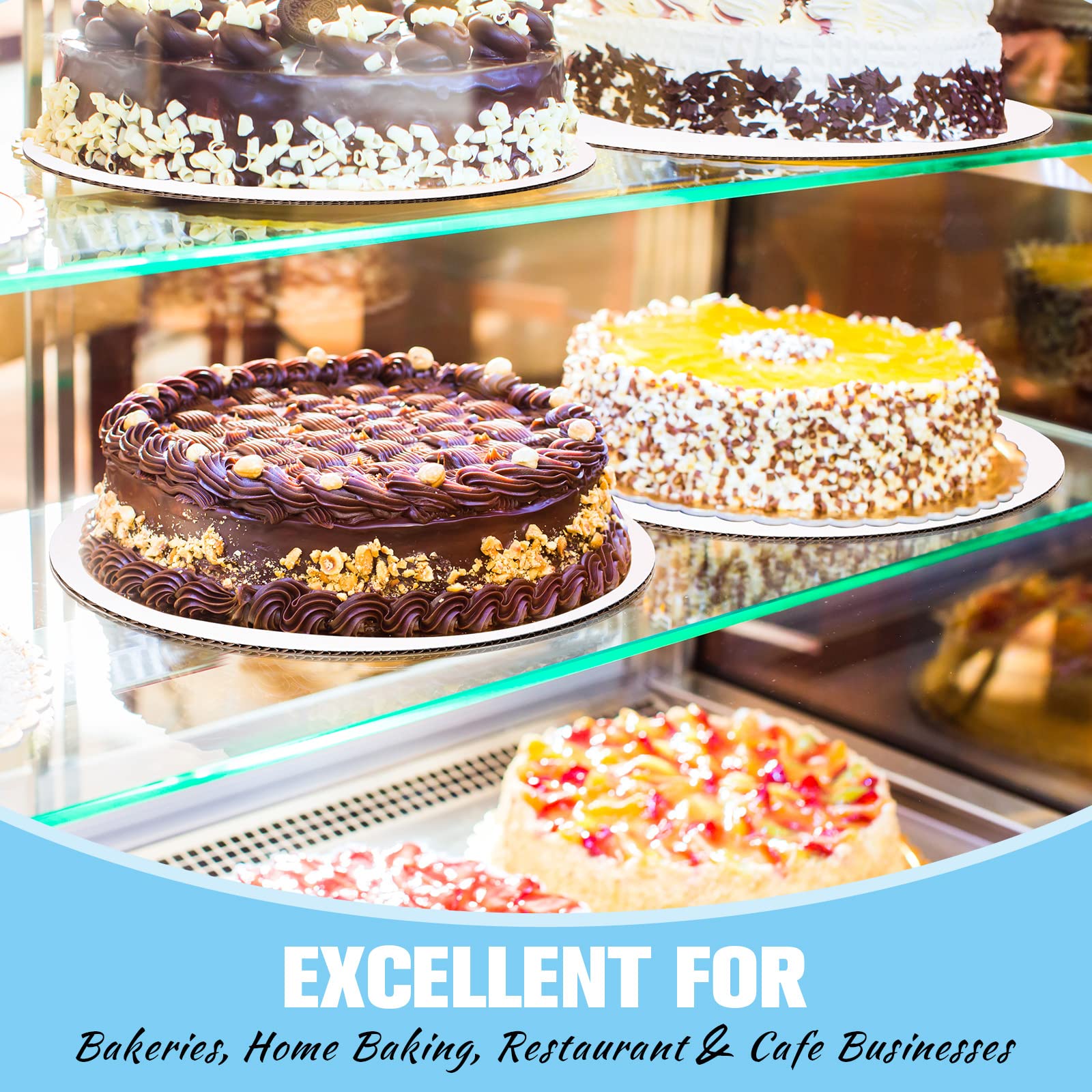 Potchen 50 Pack Round Cake Boards 10 Inch Circle Cardboard Base Grease Proof Disposable for Baking Pizza